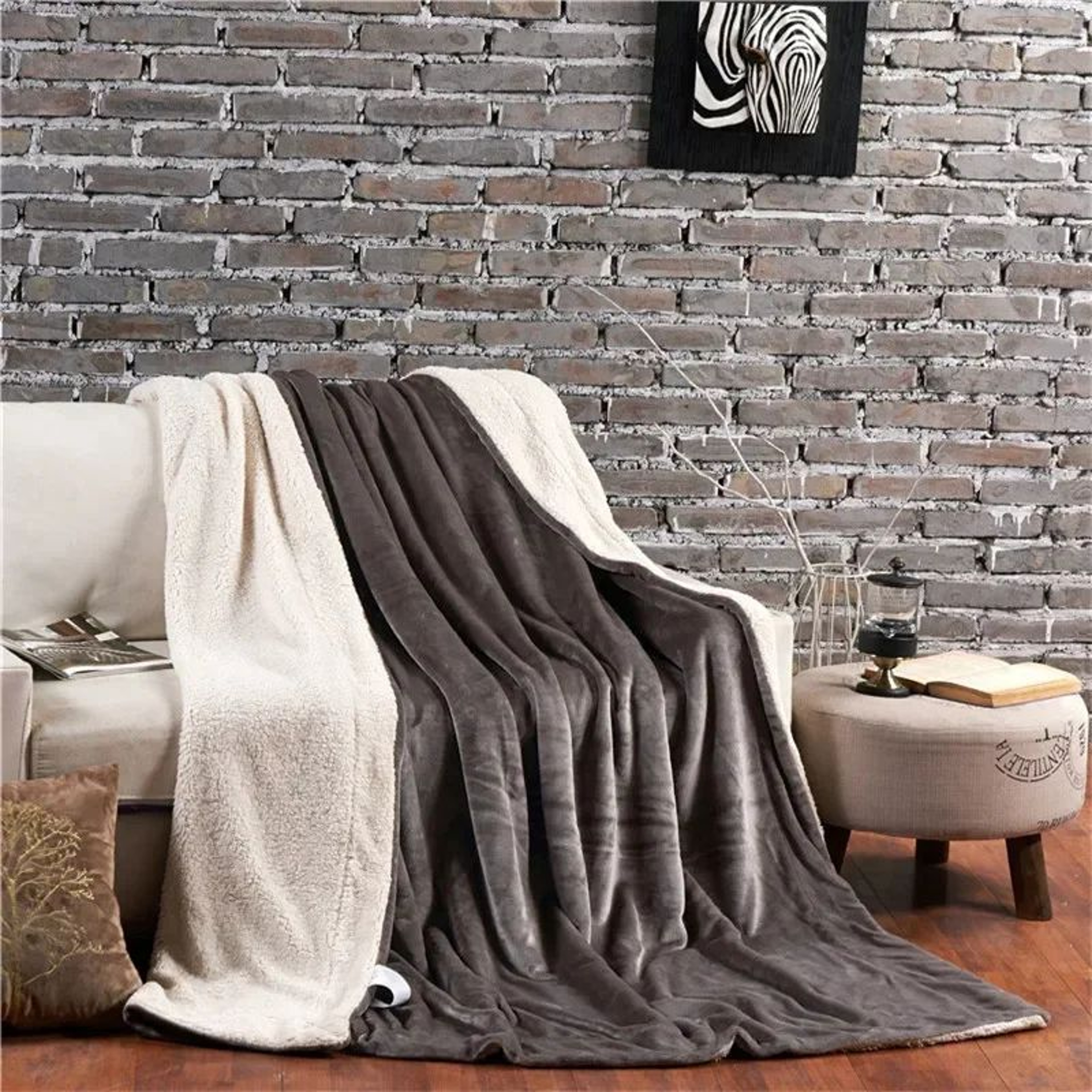 Double Sided Wool Throw Blanket Warm Winter Bed Cover 4