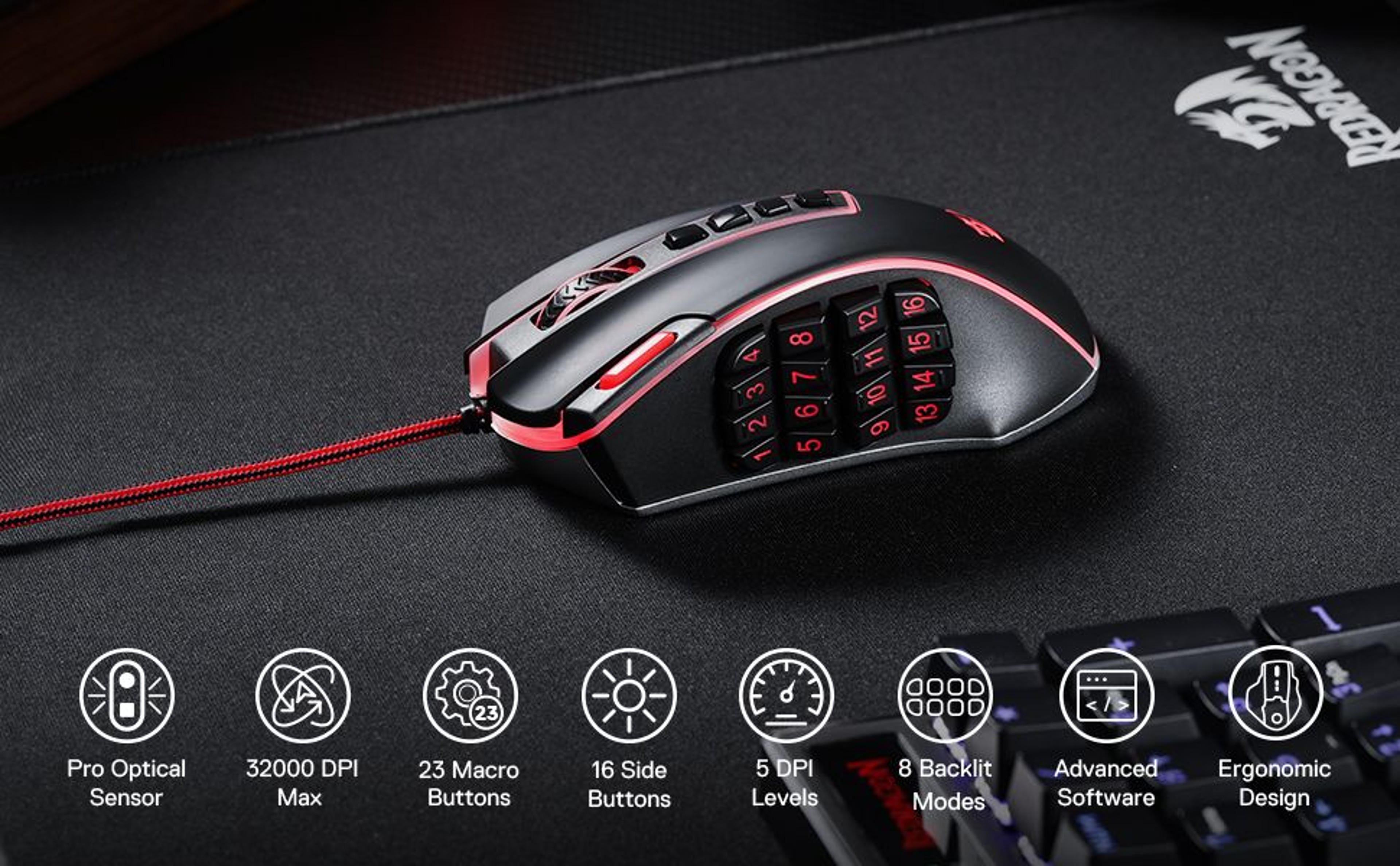 Redragon M990 RGB MMO Gaming Mouse With 23 Programmable Buttons 6