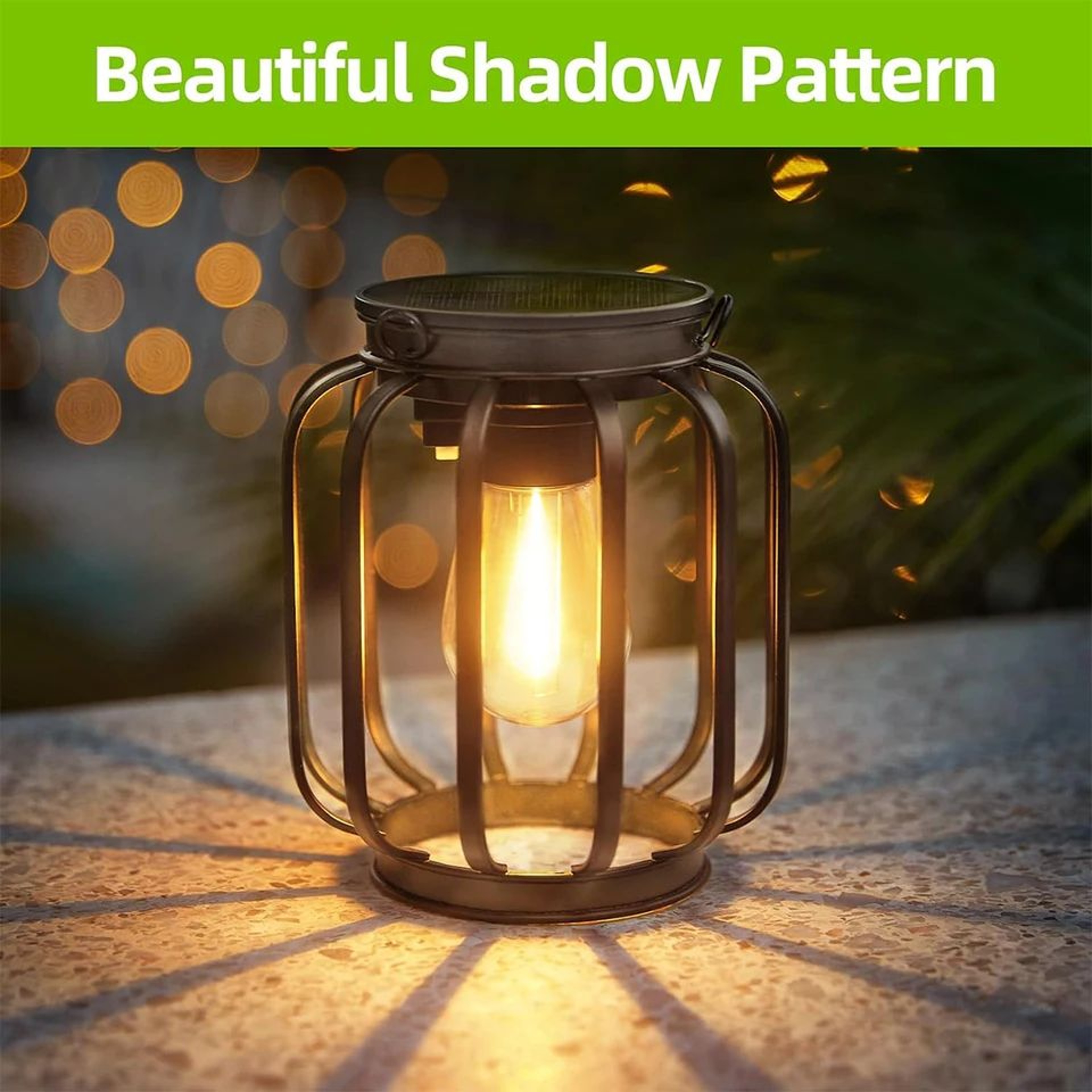 Solar LED Hanging Lantern Waterproof Metal Garden Light With Chain 5