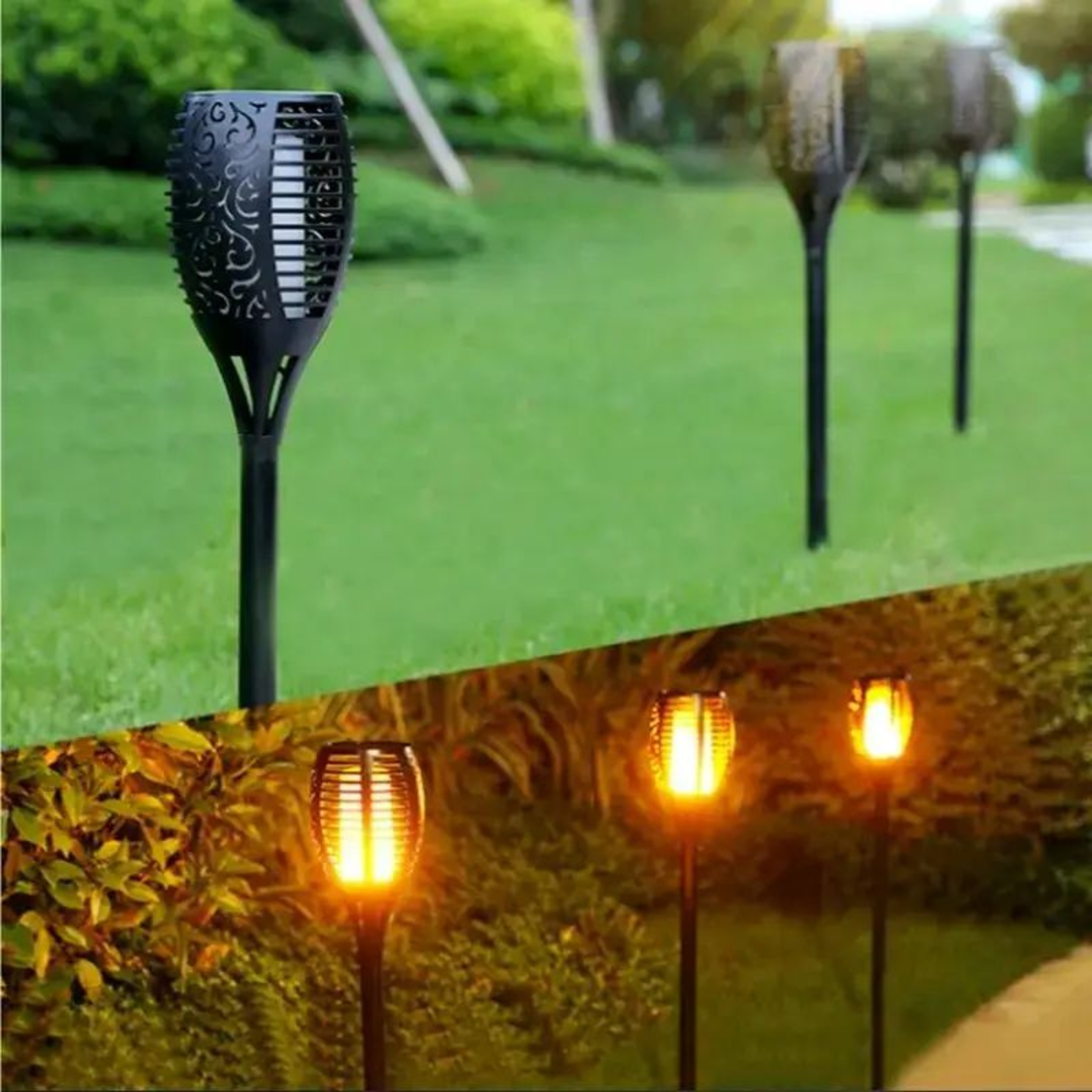 Solar Flame Flashlight 12 LED Outdoor Decorative Light 4