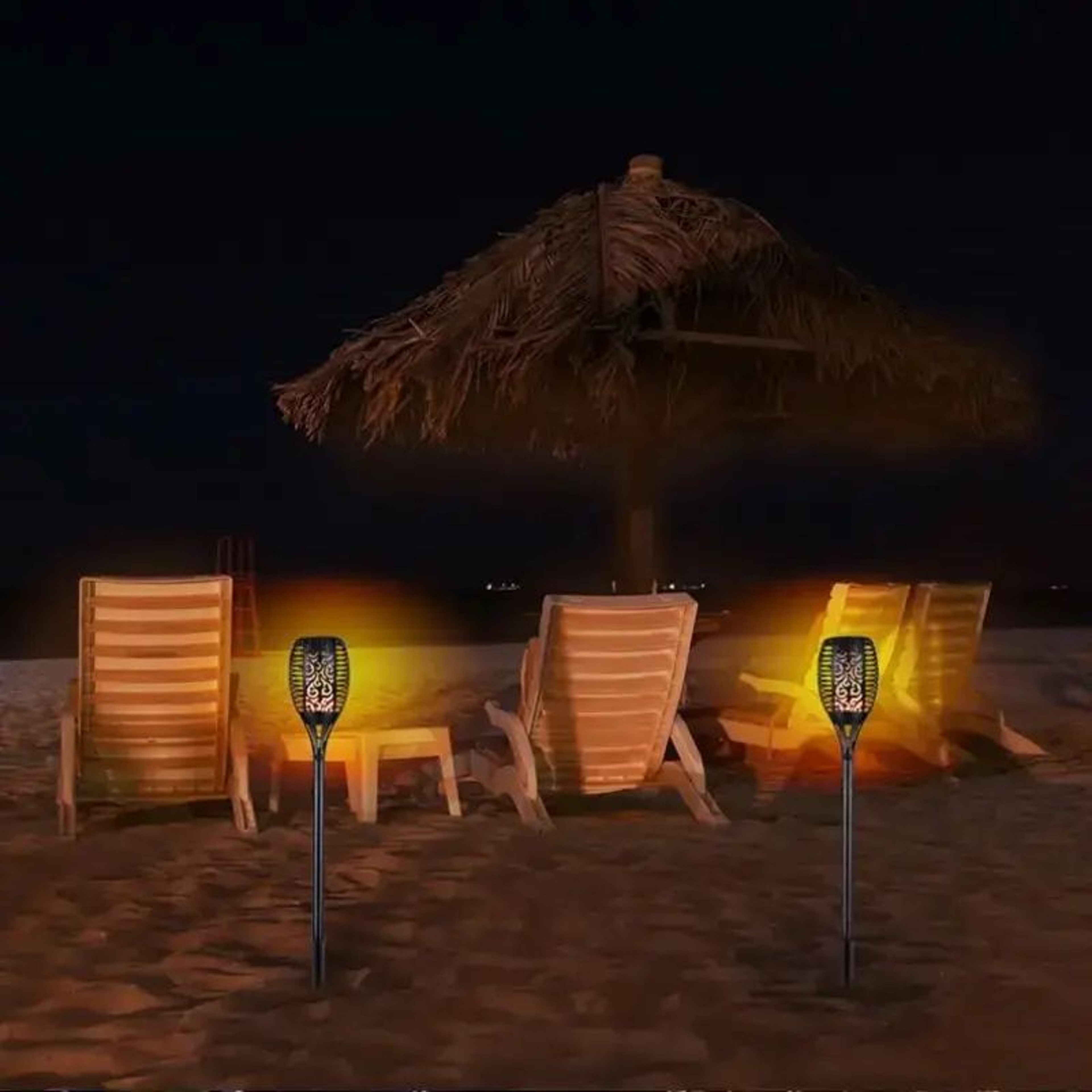 Solar Flame Flashlight 12 LED Outdoor Decorative Light 5