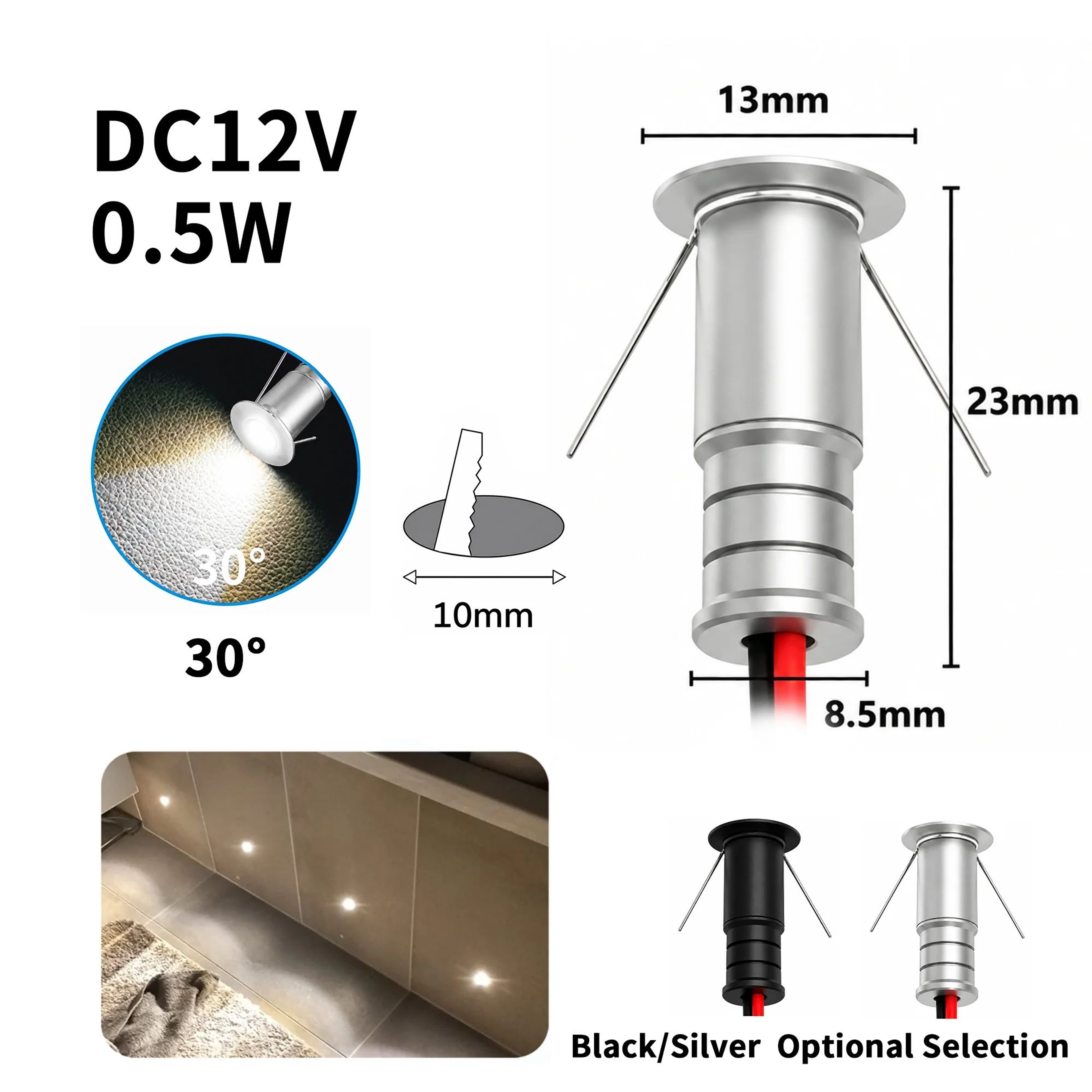 10mm Mini LED Downlight IP65 12V Ambient Spotlight 10