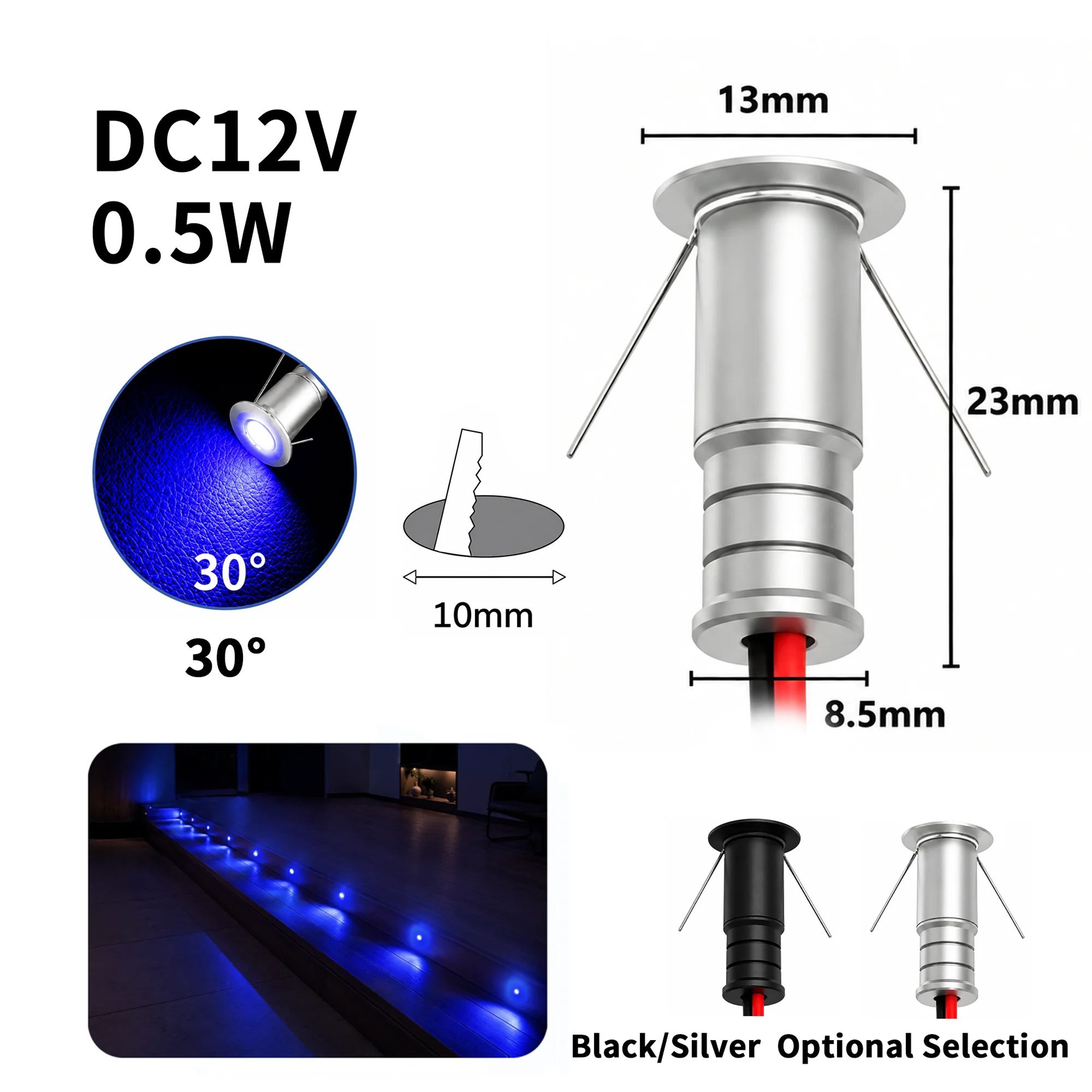 10mm Mini LED Downlight IP65 12V Ambient Spotlight 12