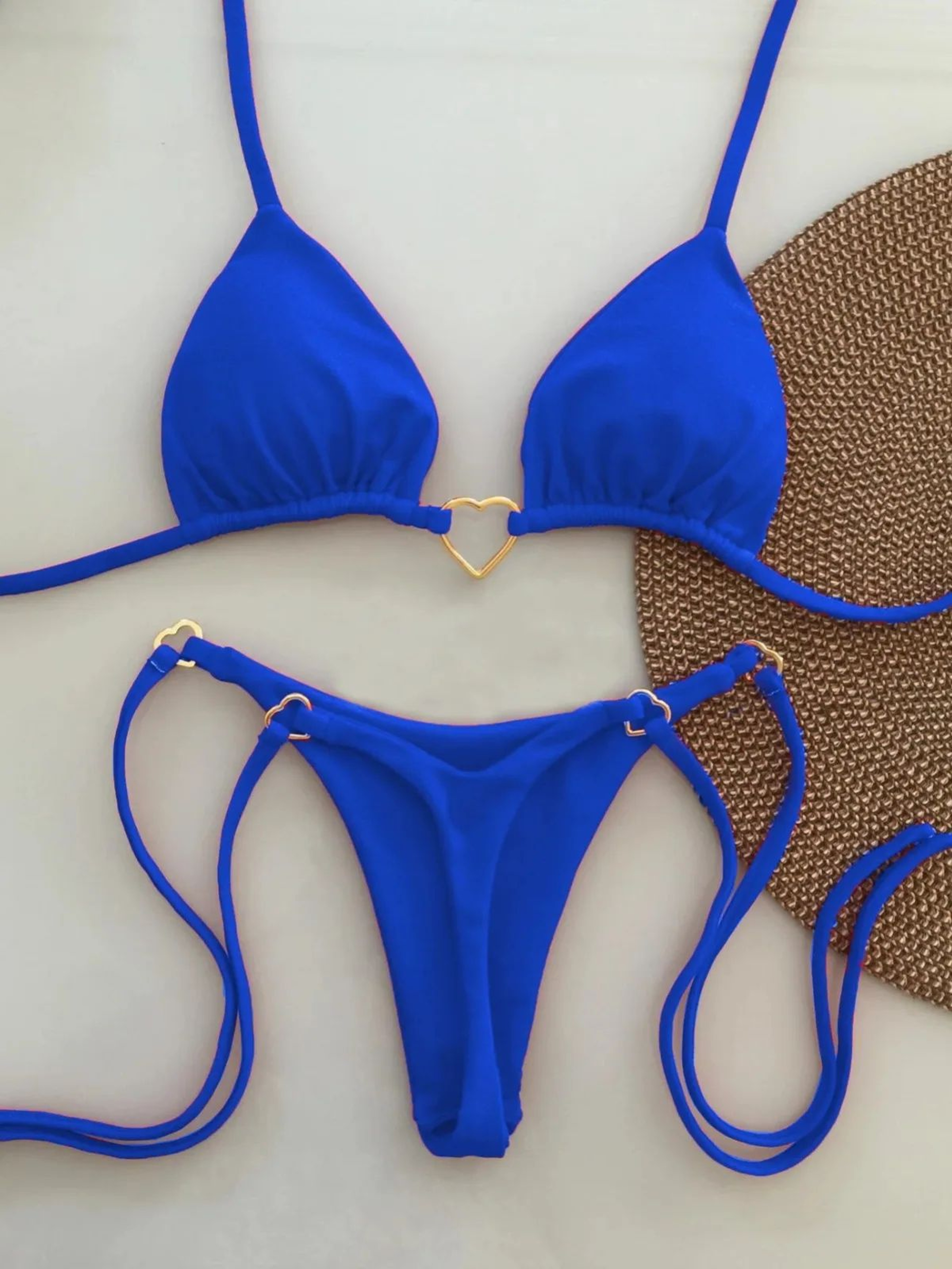 White Lace Up Bikini Set With Low Waist Bottoms 6