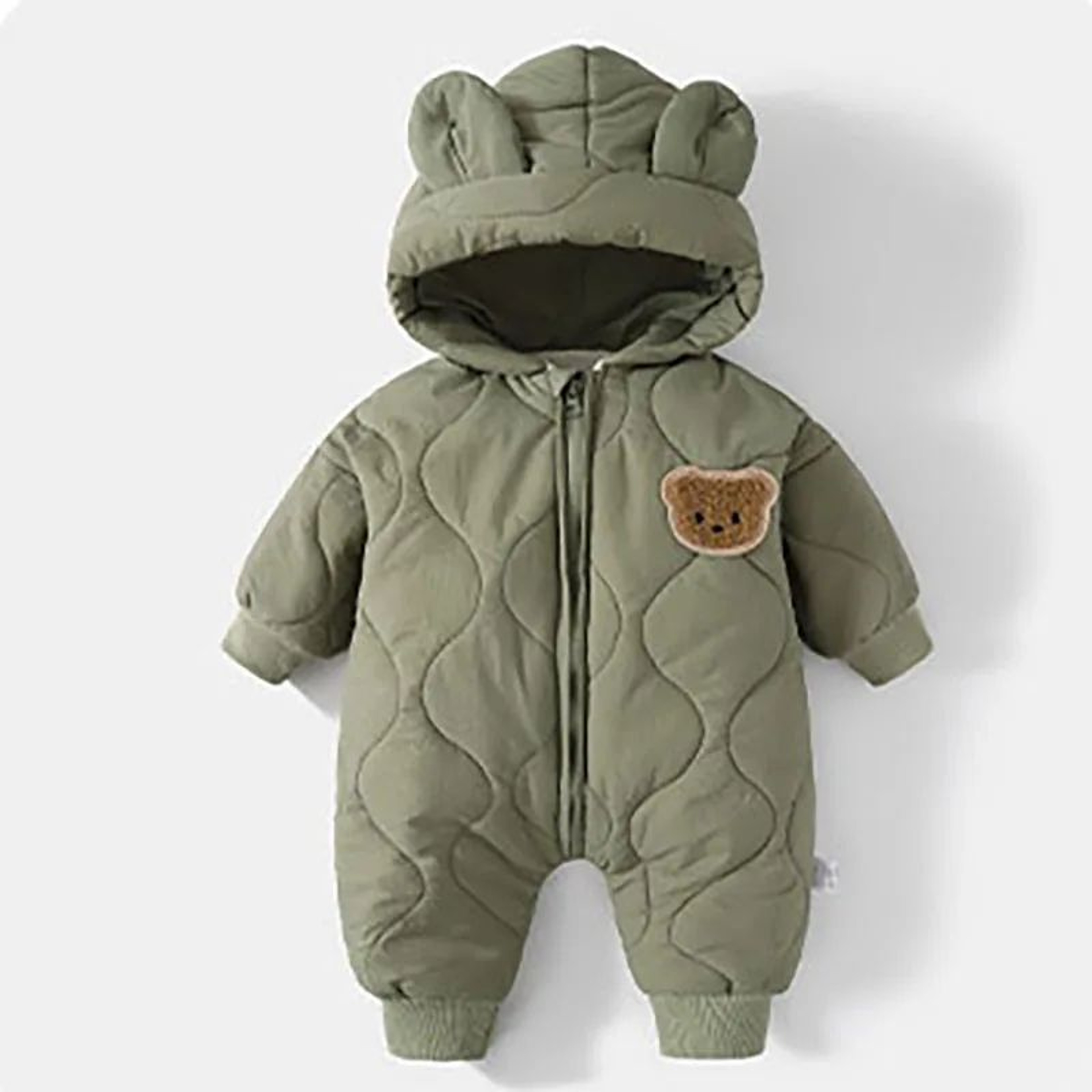 Baby Winter Bear Jumpsuit With Cozy Fur Style Lining 6