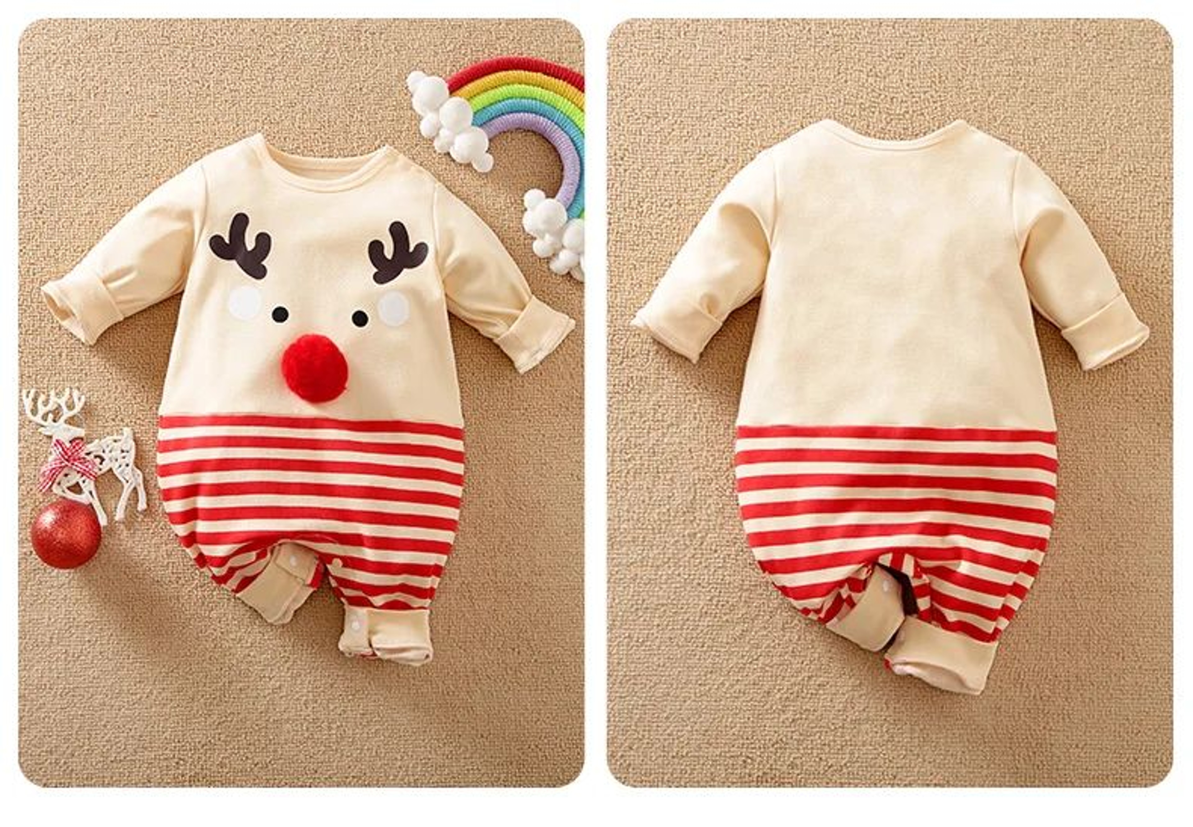 Baby Christmas Elk Costume Romper Long Sleeve Holiday Outfit 7