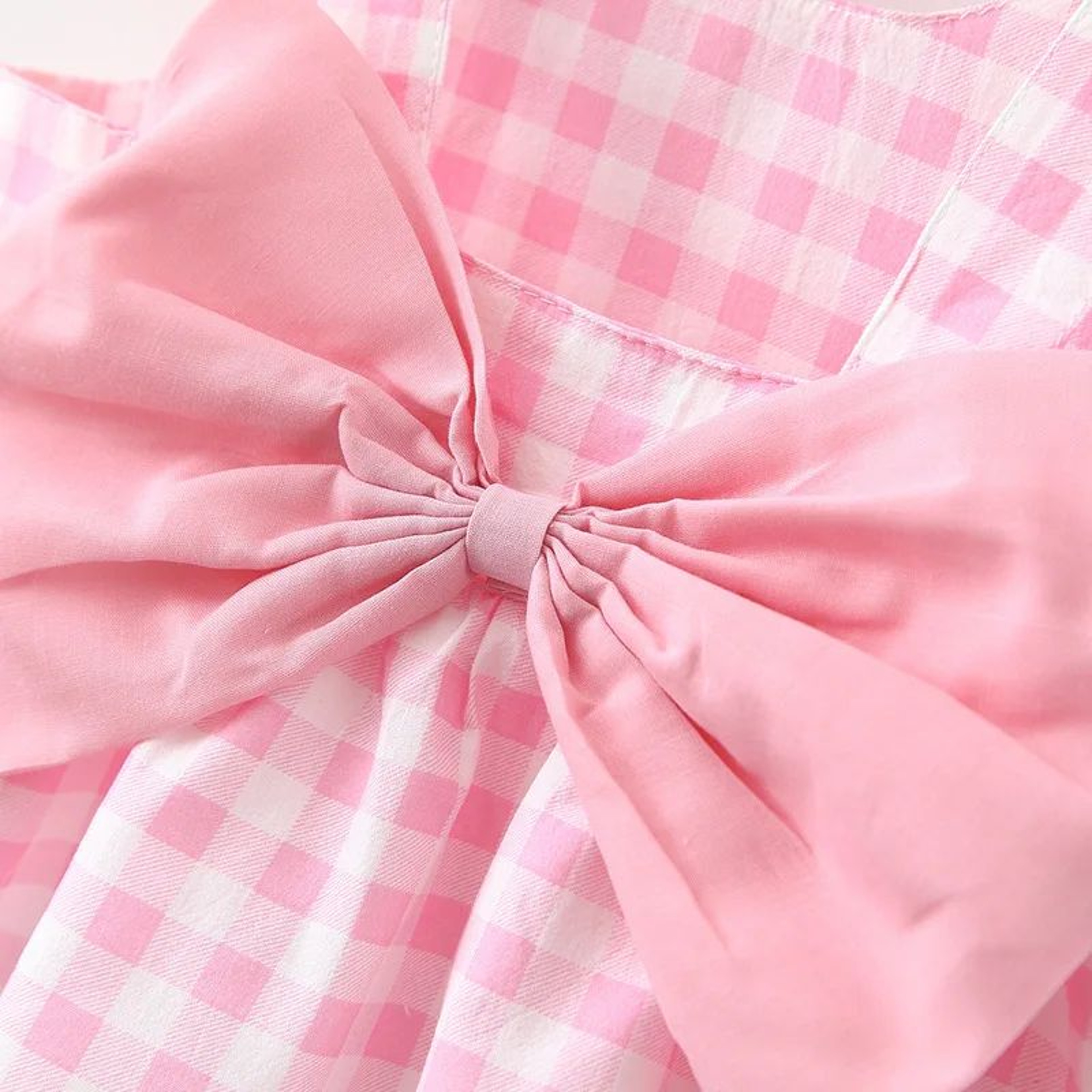 Baby Girl Cotton Plaid Summer Dress With Bow And Sunhat 2