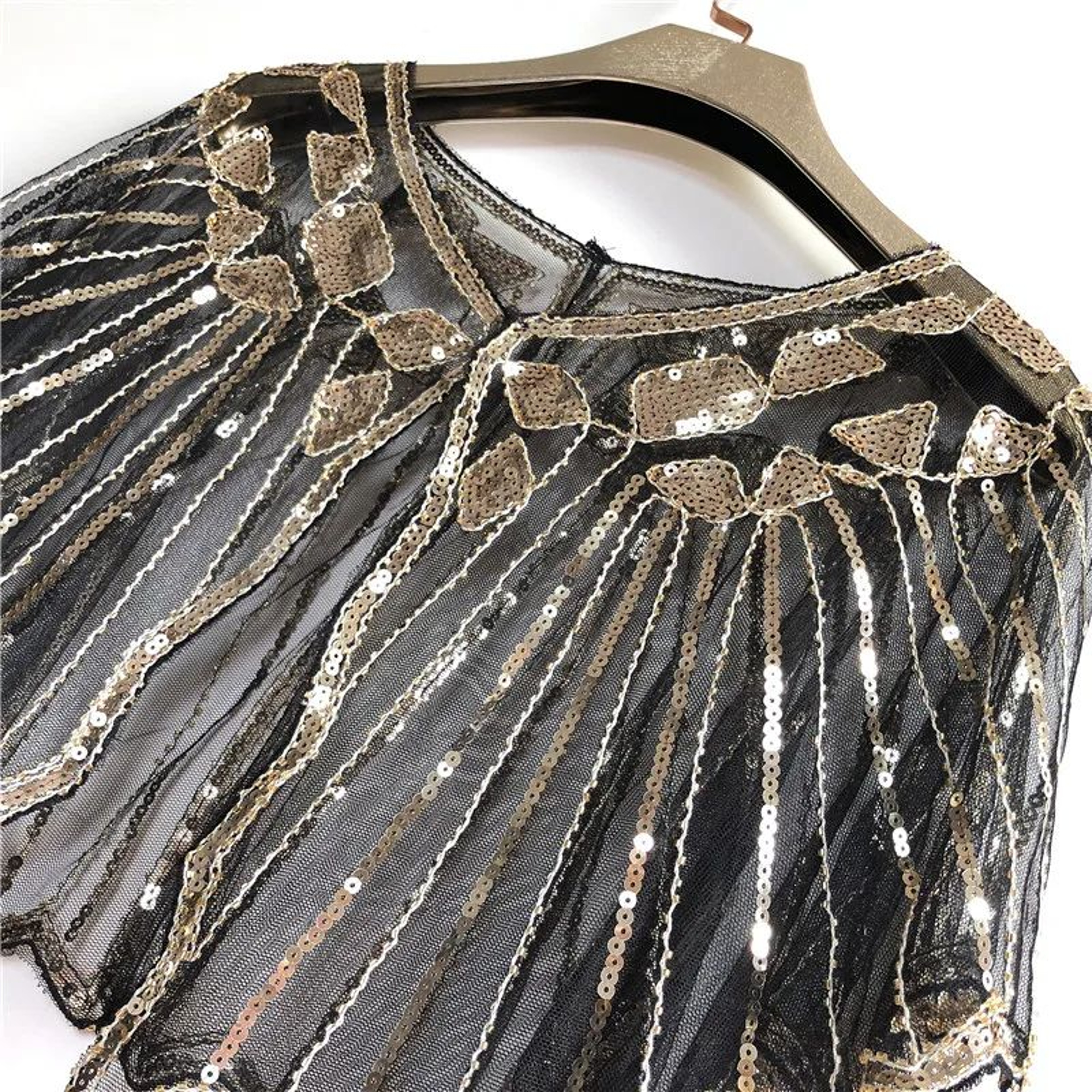 Women Vintage Beaded Sequin Flapper Shawl Cape 4