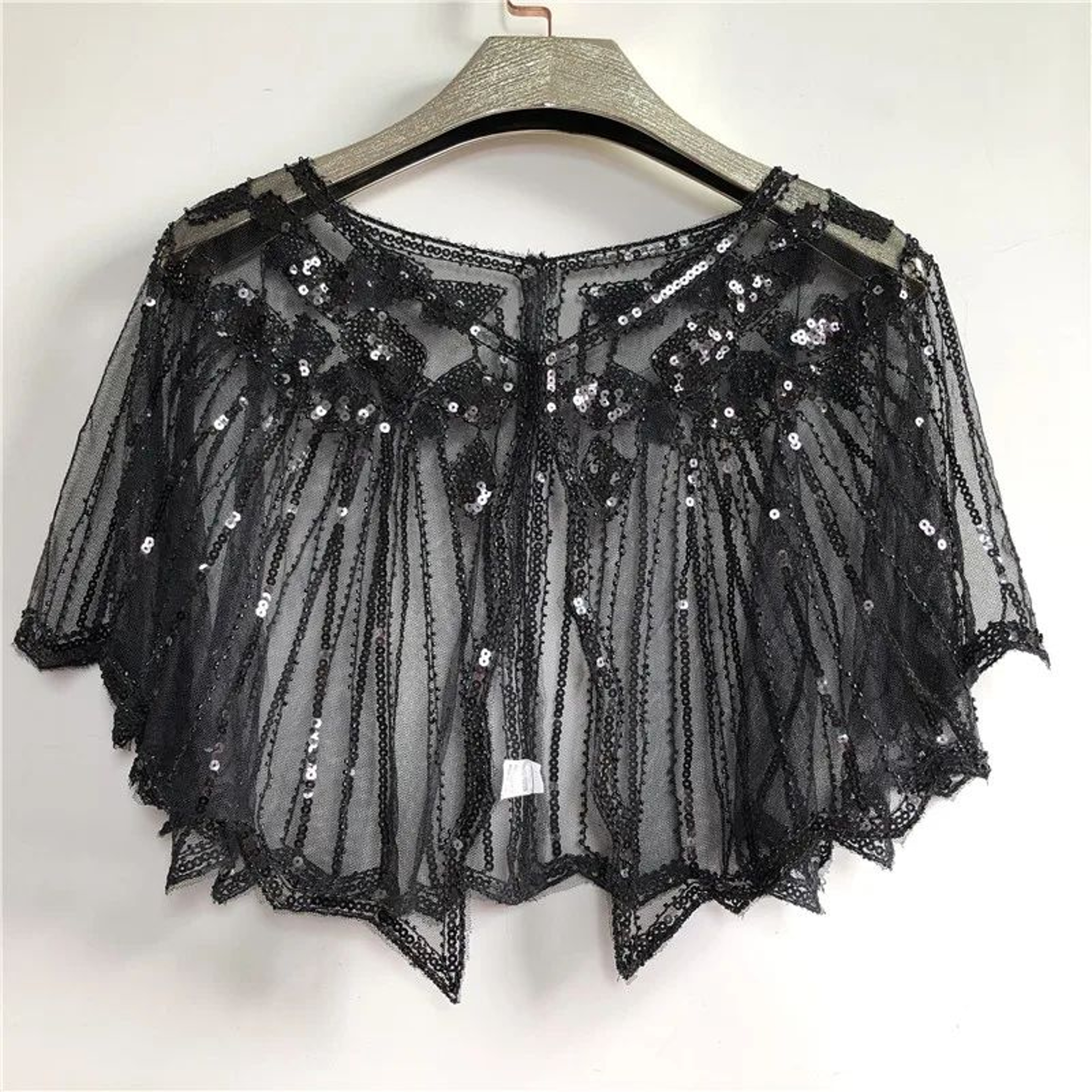 Women Vintage Beaded Sequin Flapper Shawl Cape 2