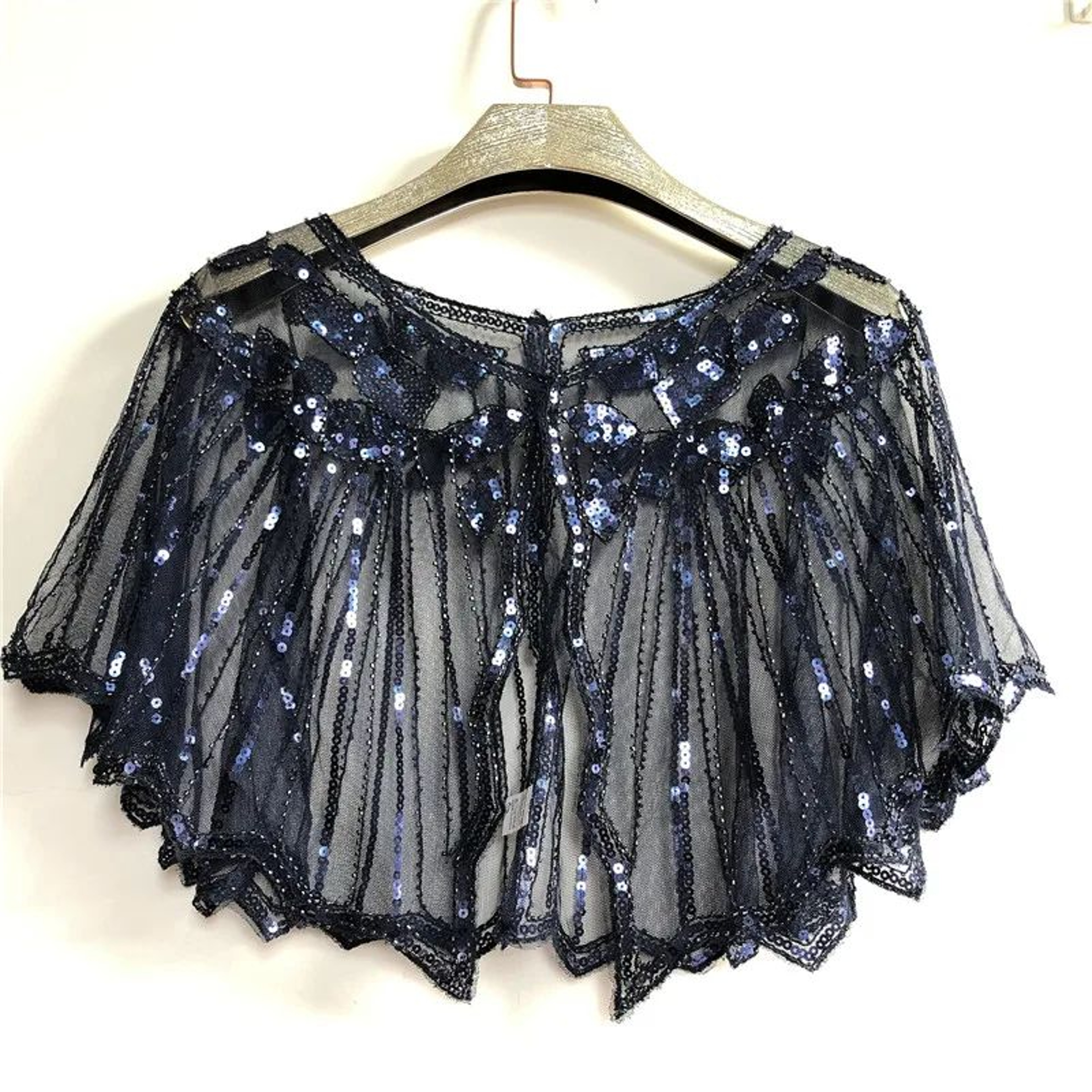 Women Vintage Beaded Sequin Flapper Shawl Cape 15