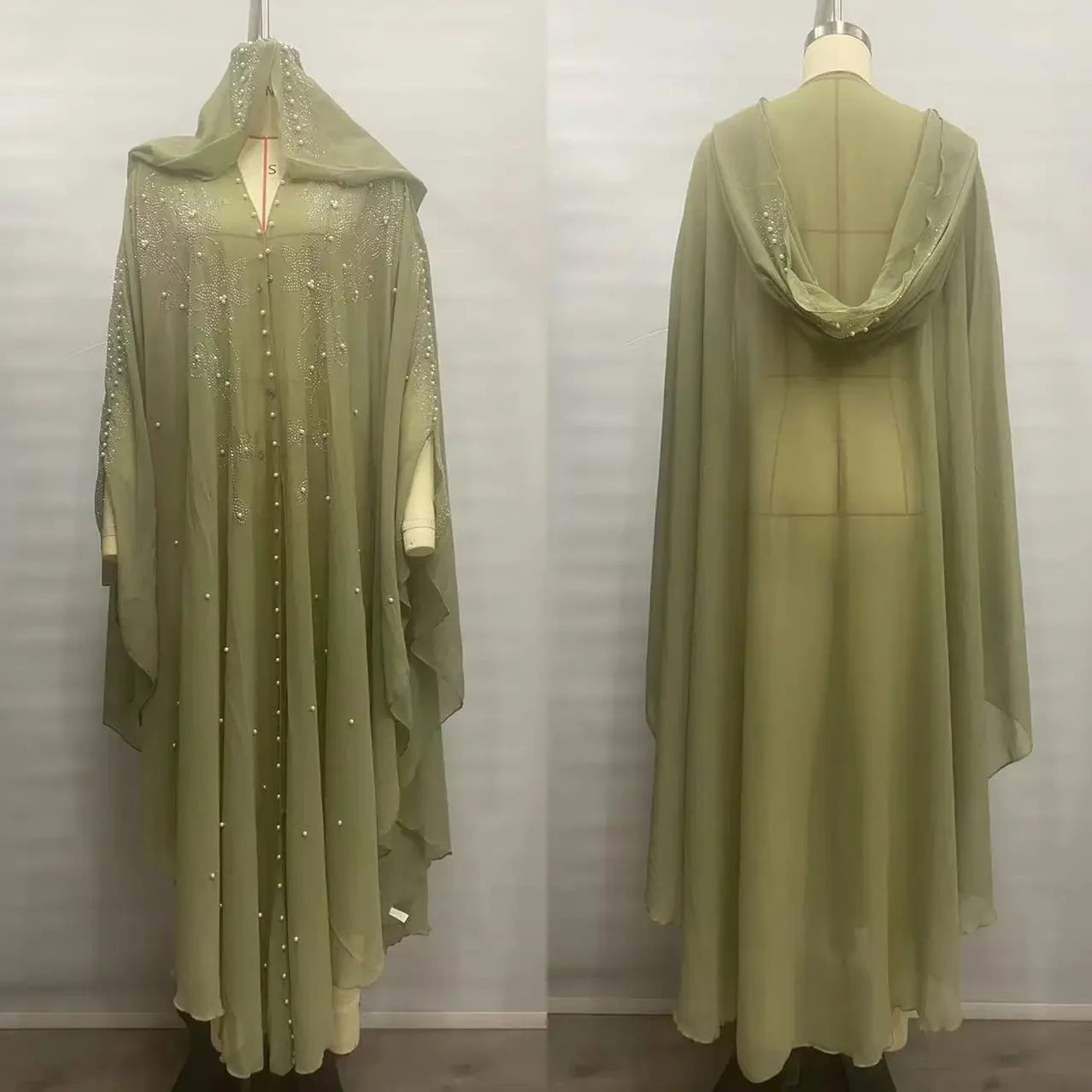 Women Thin Hooded Cape With Sparkling Party Details 4