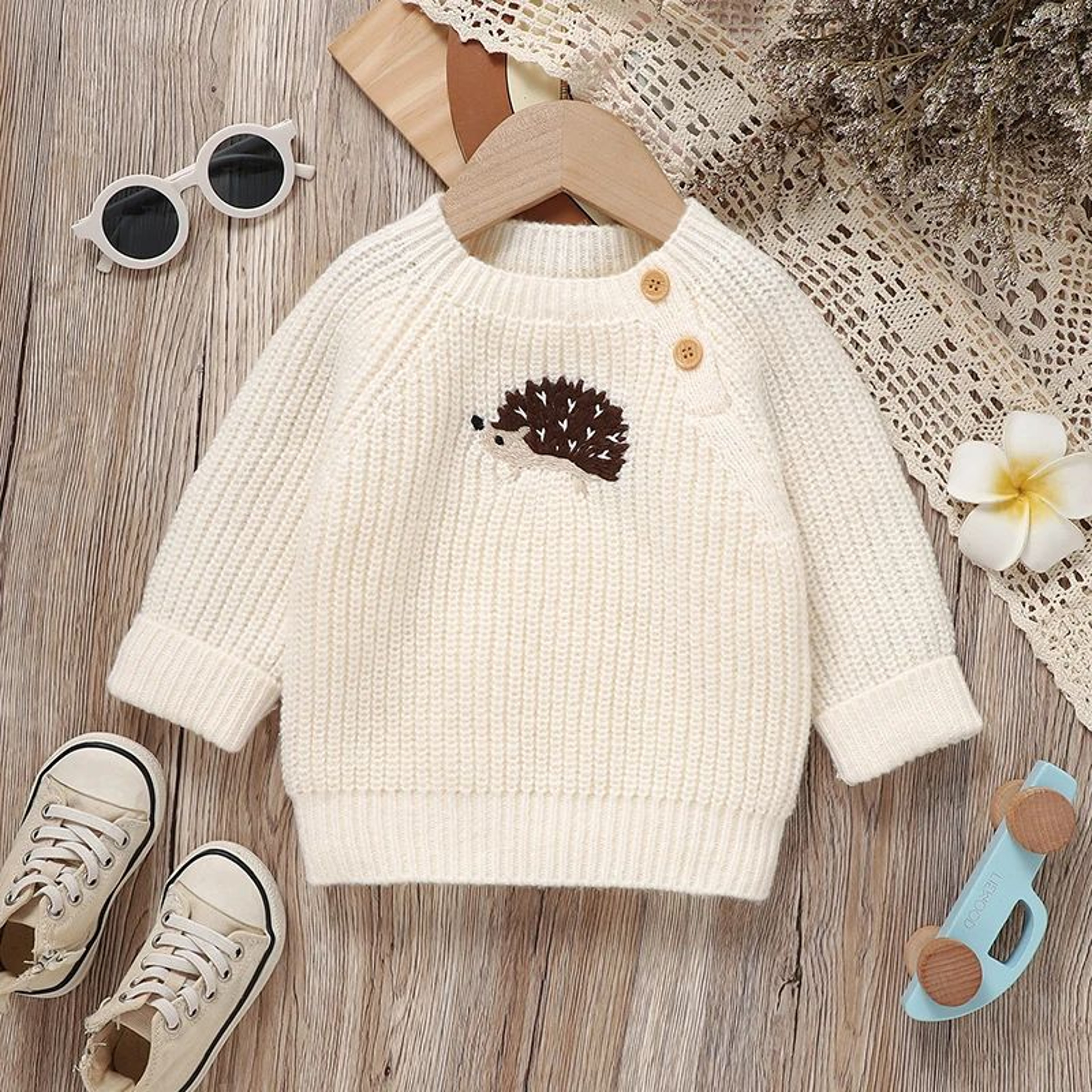 Baby Girls And Boys Knitted Hedgehog Pullover Sweater 1