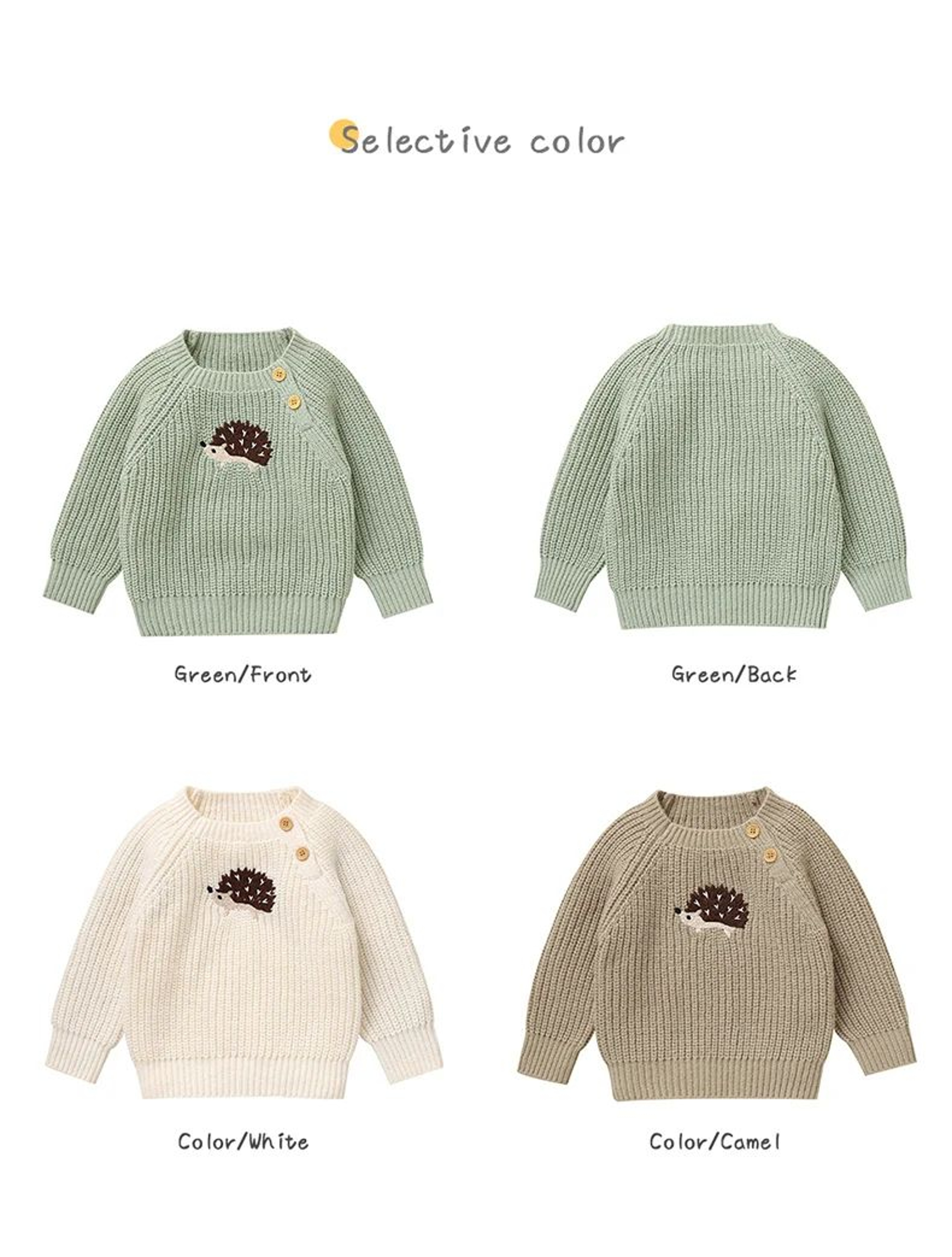 Baby Girls And Boys Knitted Hedgehog Pullover Sweater 6
