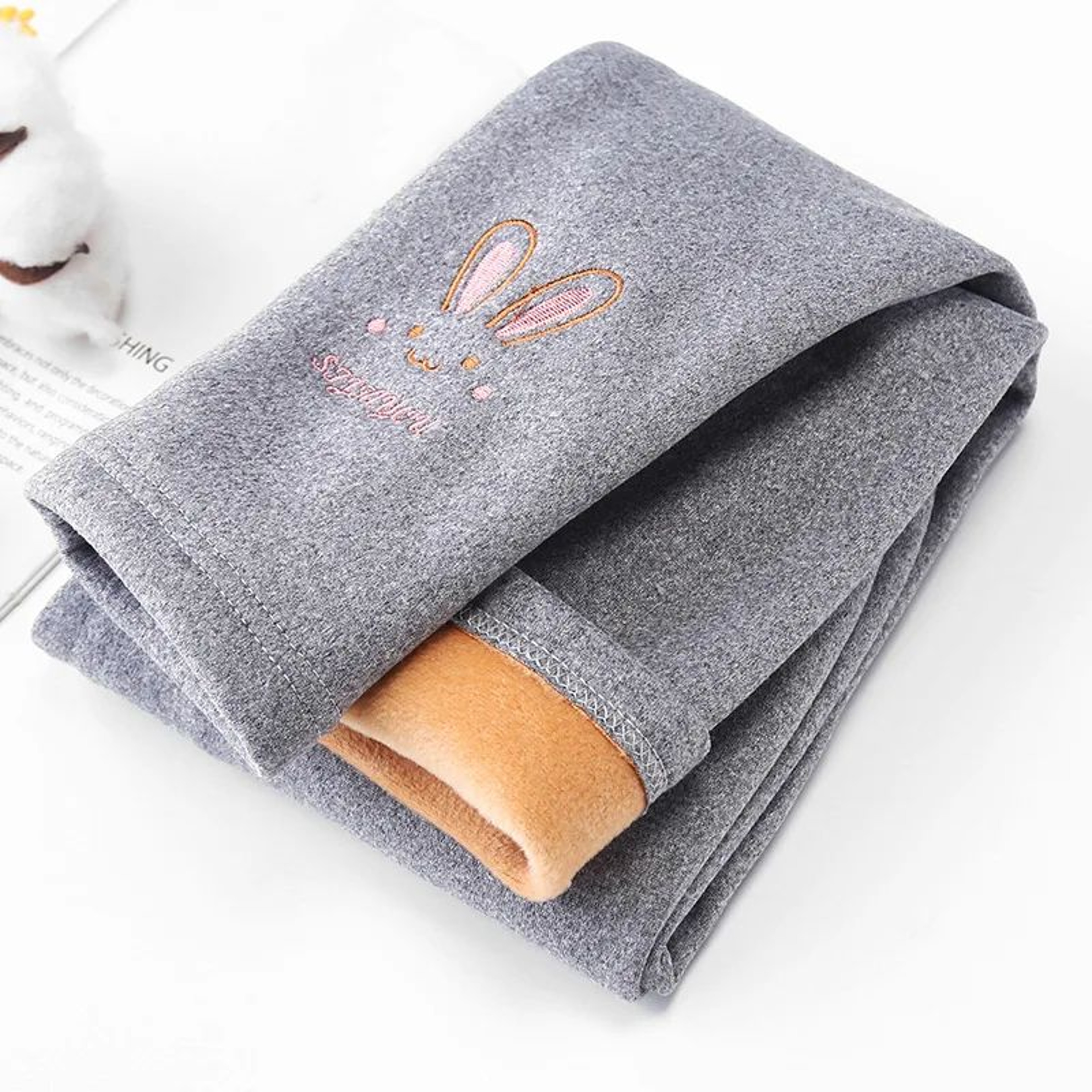 Girls Thick Warm Rabbit Leggings For Autumn And Winter 4