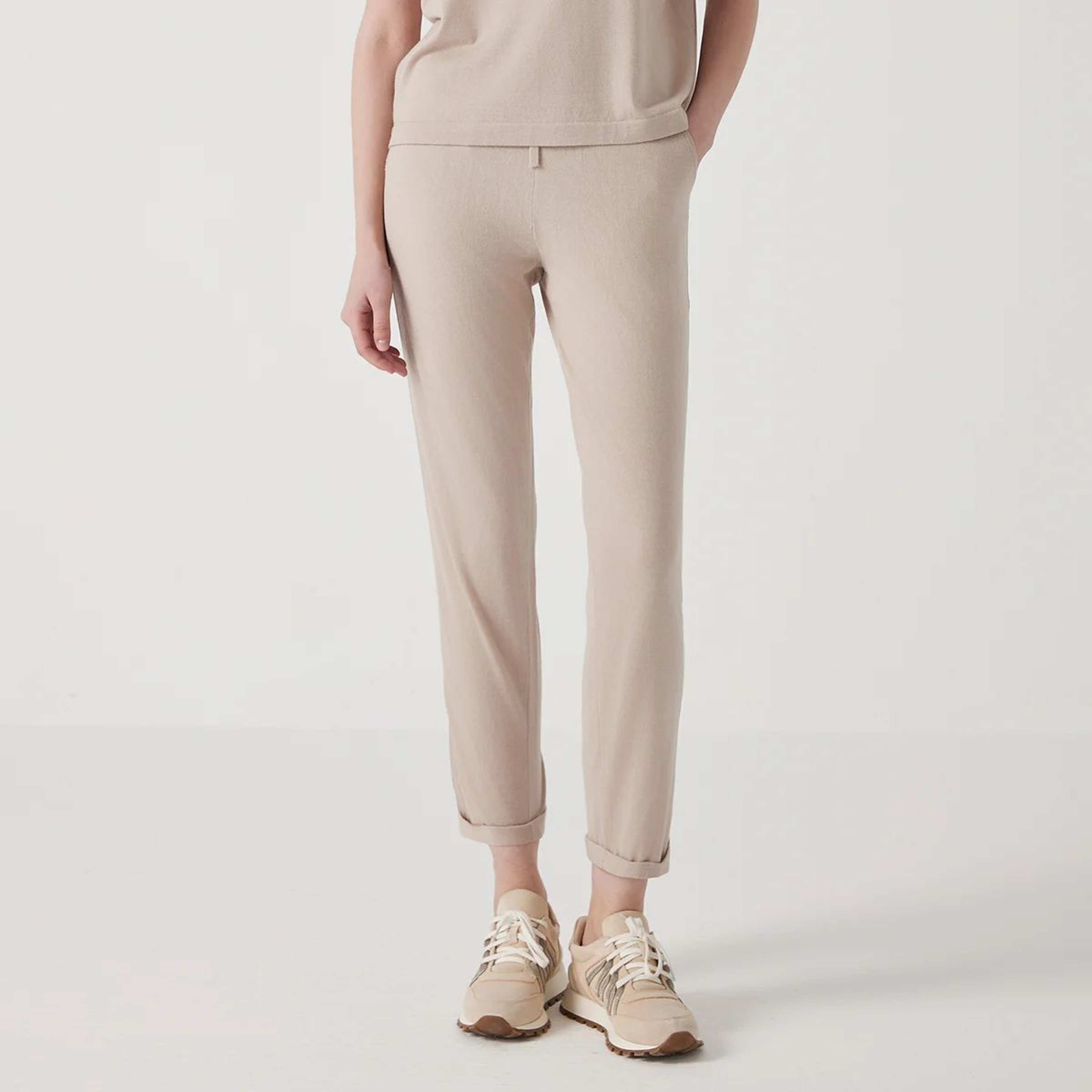 Womens Silk Blend Merino Wool Full Length Trousers 0
