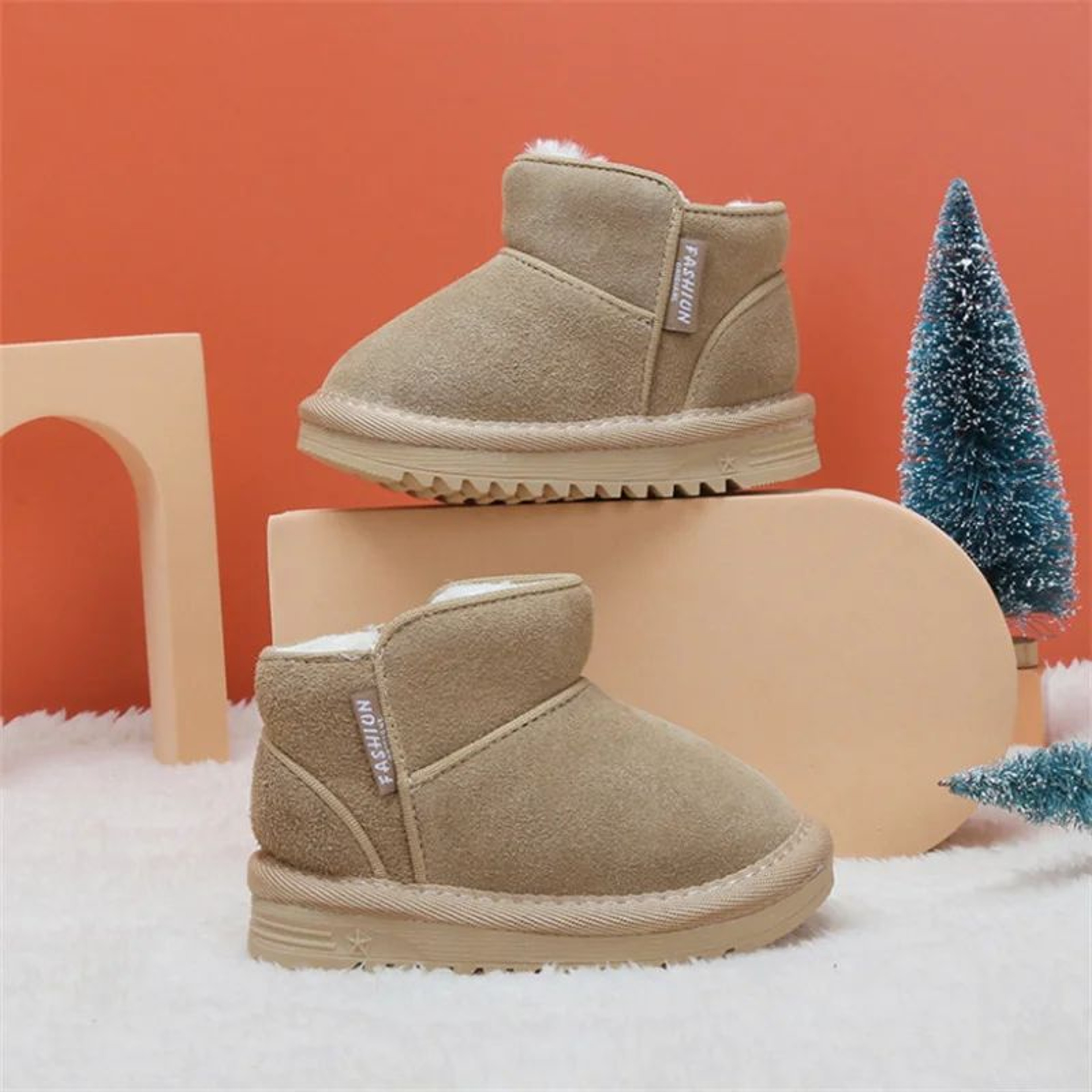 Warm Plush Leather Baby Snow Boots With Side Zipper And Soft Sole 3