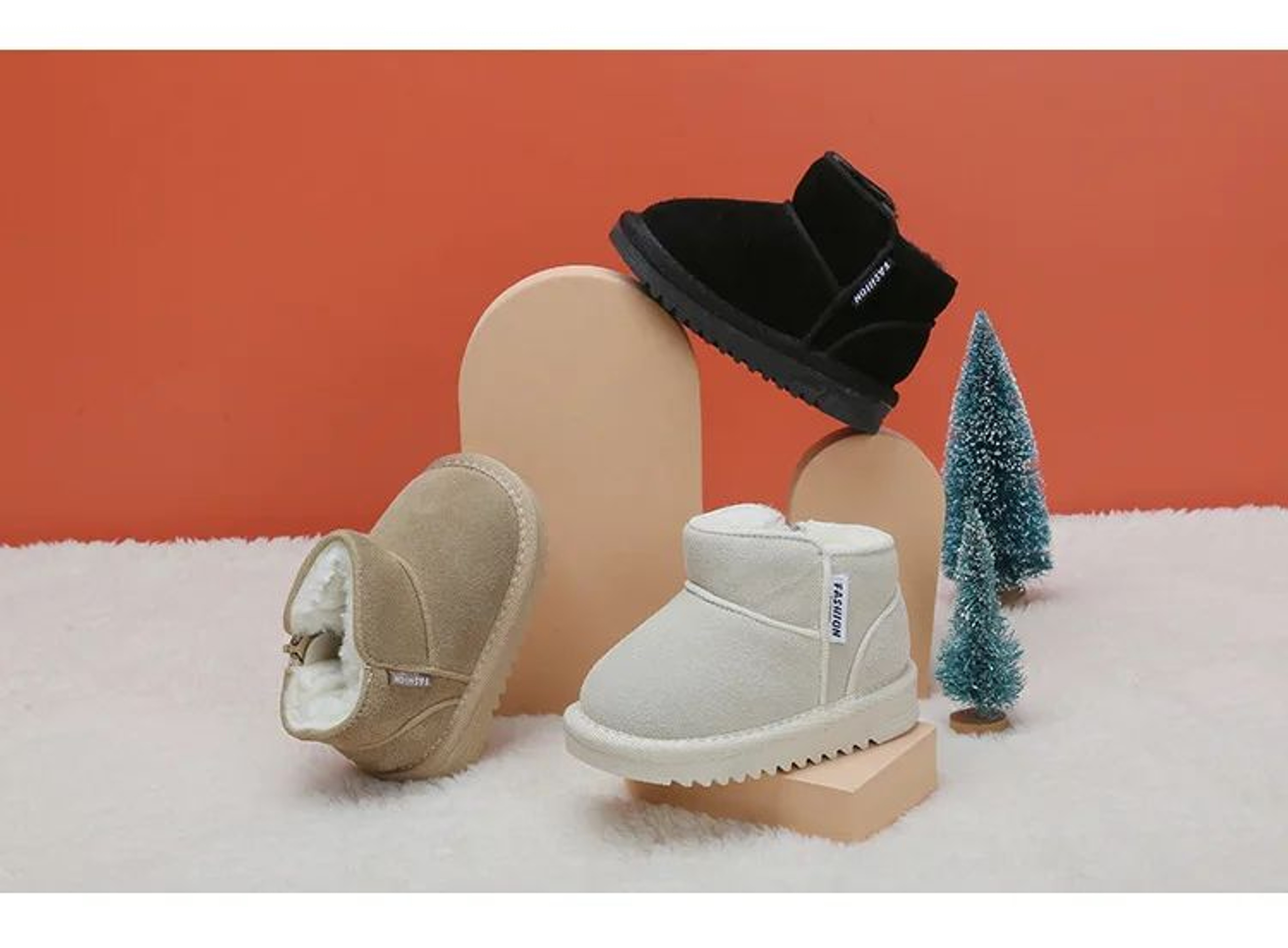 Warm Plush Leather Baby Snow Boots With Side Zipper And Soft Sole 8