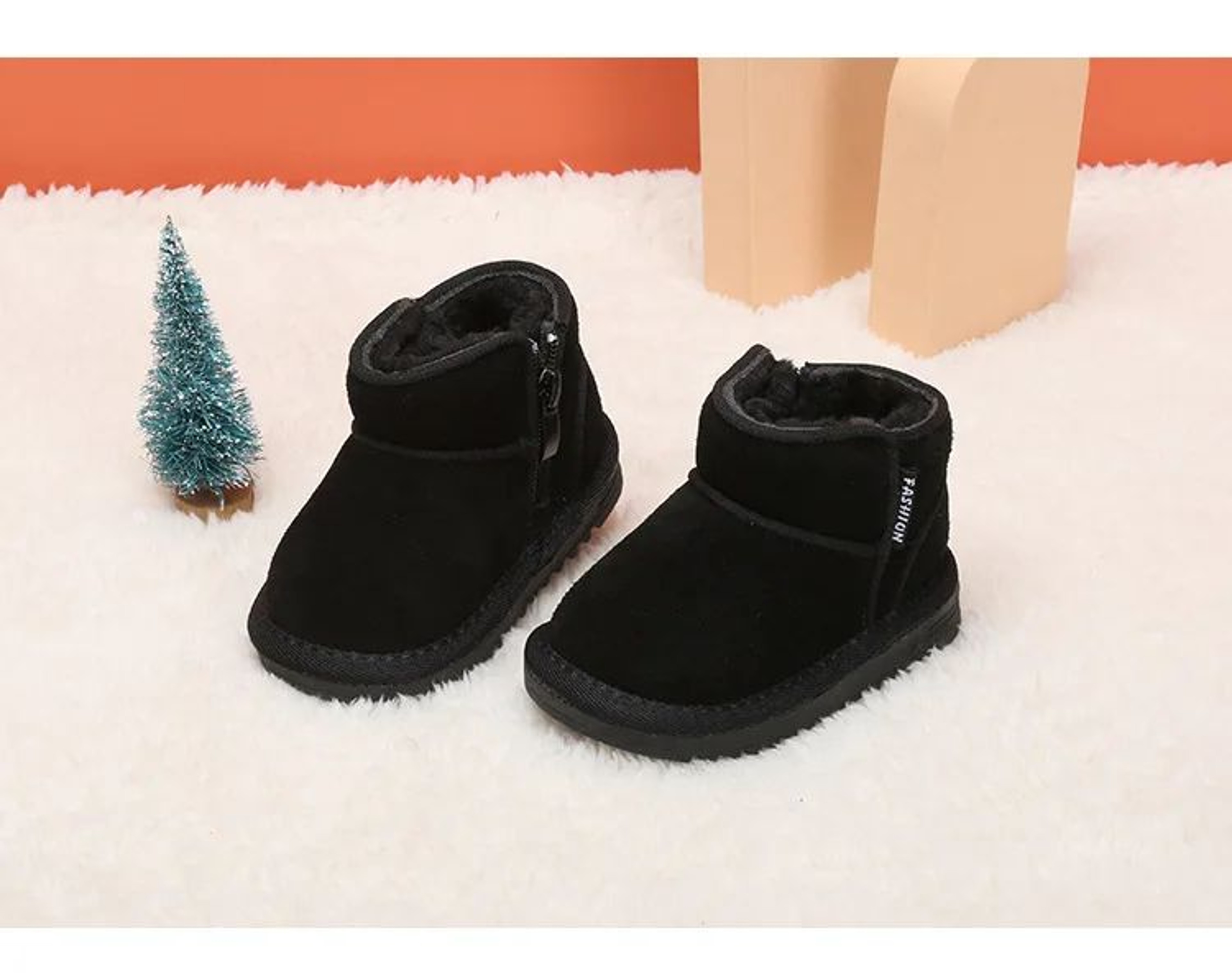 Warm Plush Leather Baby Snow Boots With Side Zipper And Soft Sole 10