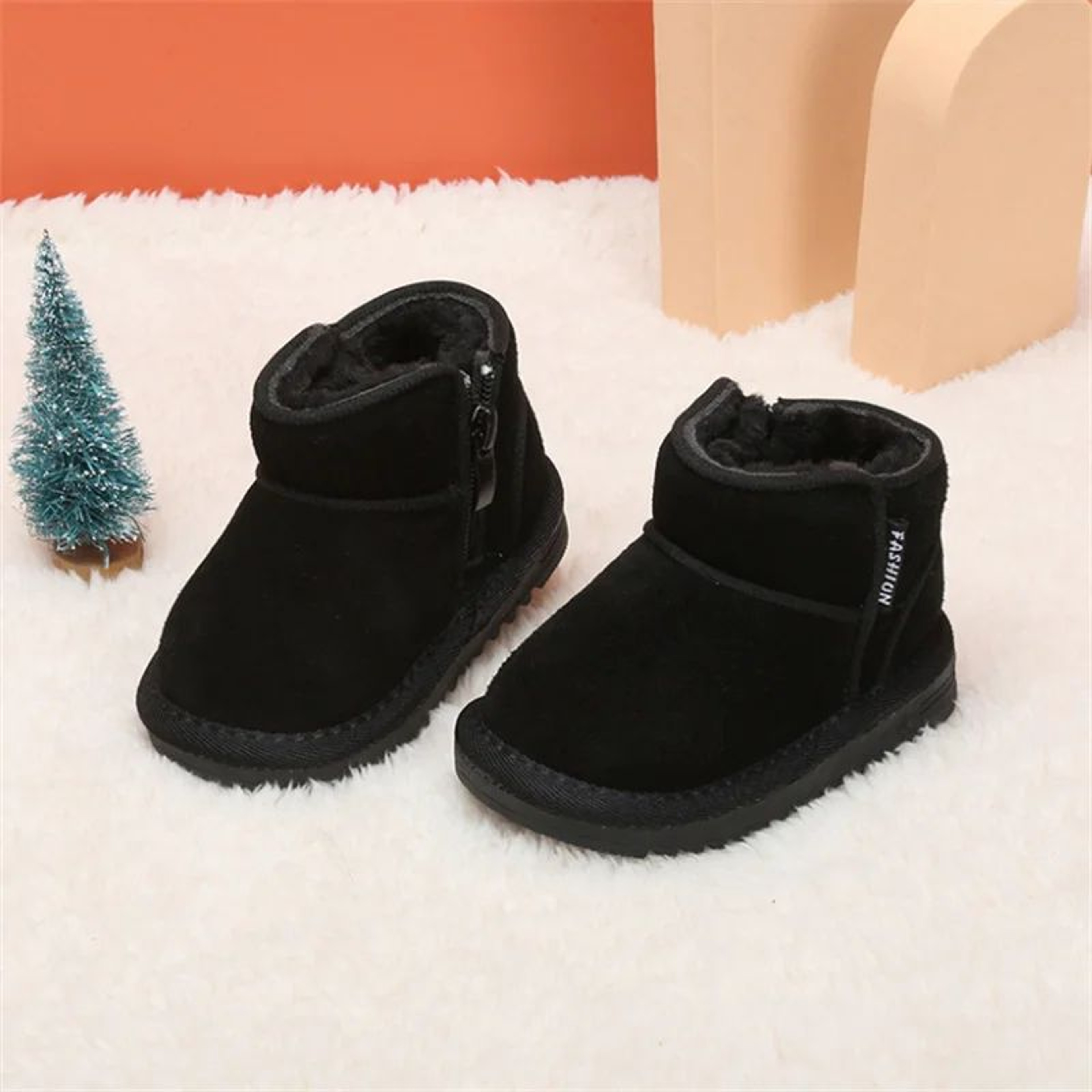 Warm Plush Leather Baby Snow Boots With Side Zipper And Soft Sole 13