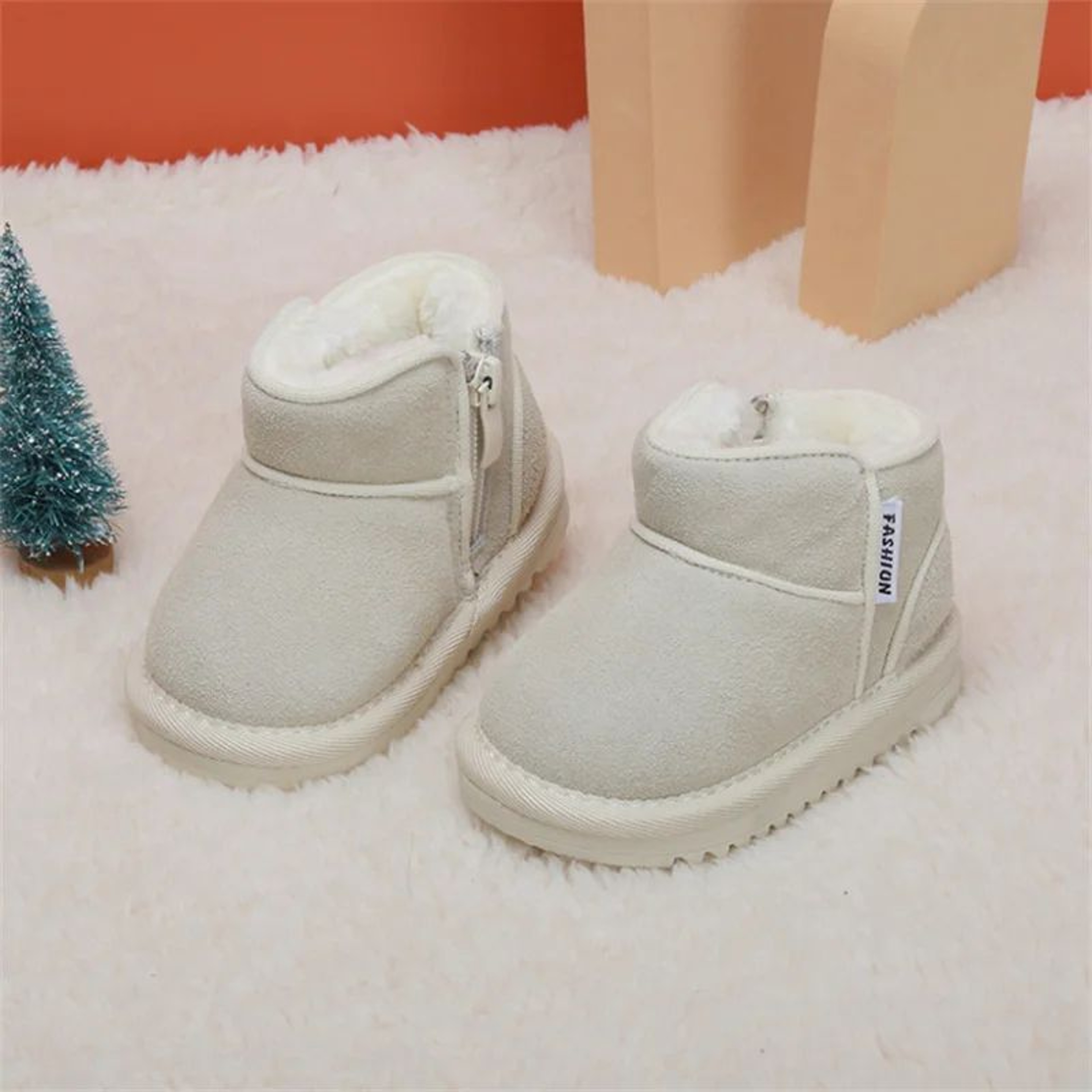 Warm Plush Leather Baby Snow Boots With Side Zipper And Soft Sole 14