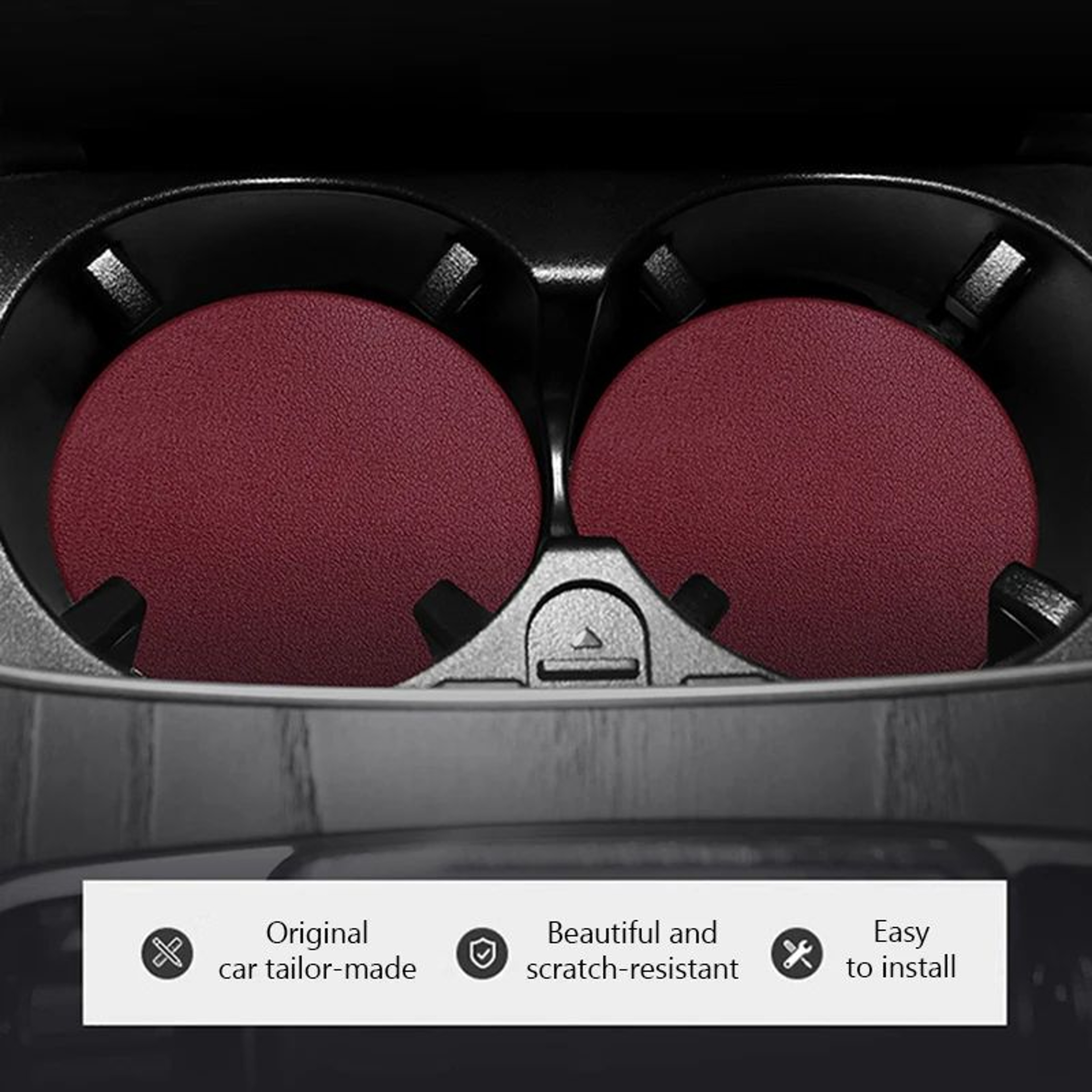 Leatherette Car Cup Holder Coasters Non Slip Set Of 2 Or 4 2