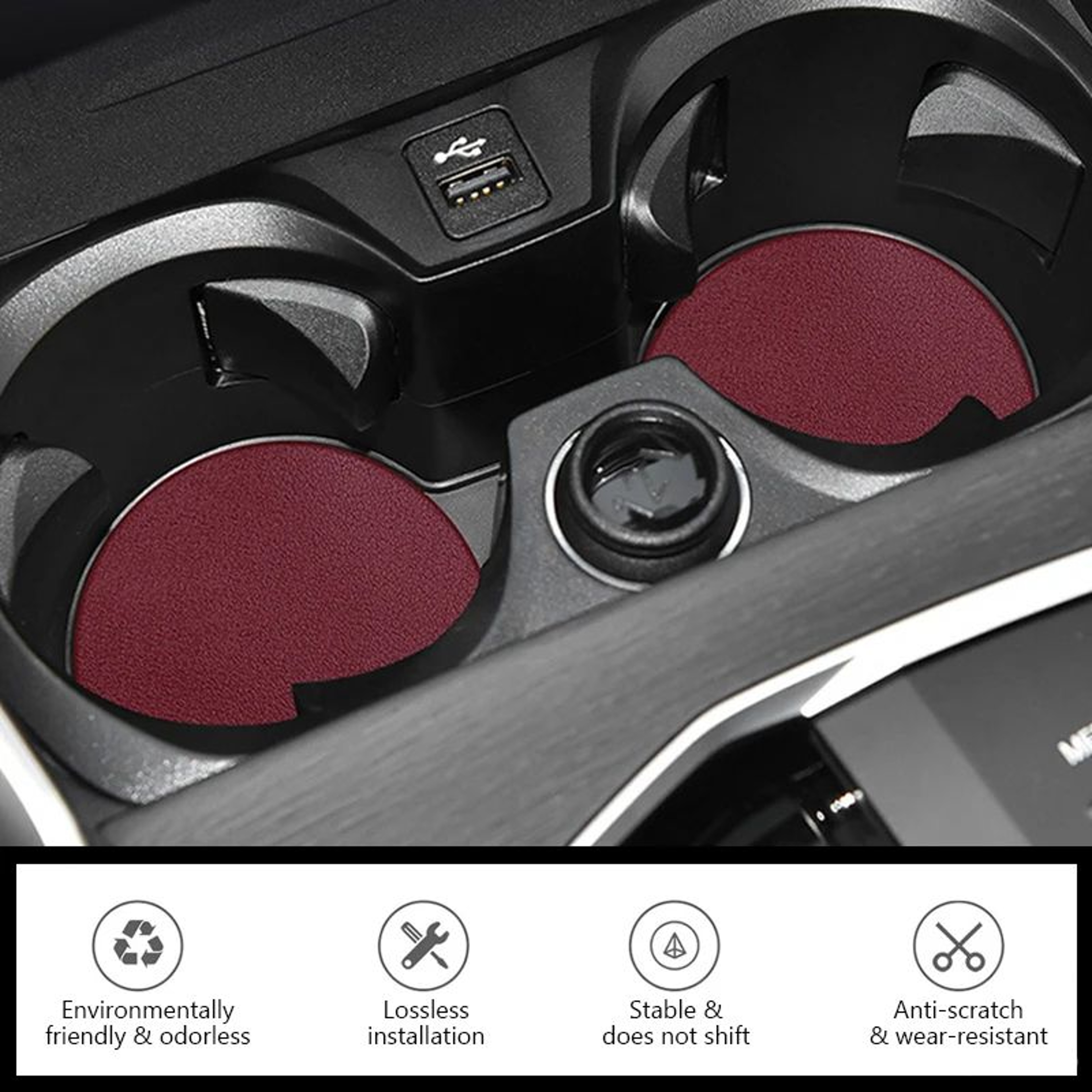 Leatherette Car Cup Holder Coasters Non Slip Set Of 2 Or 4 3