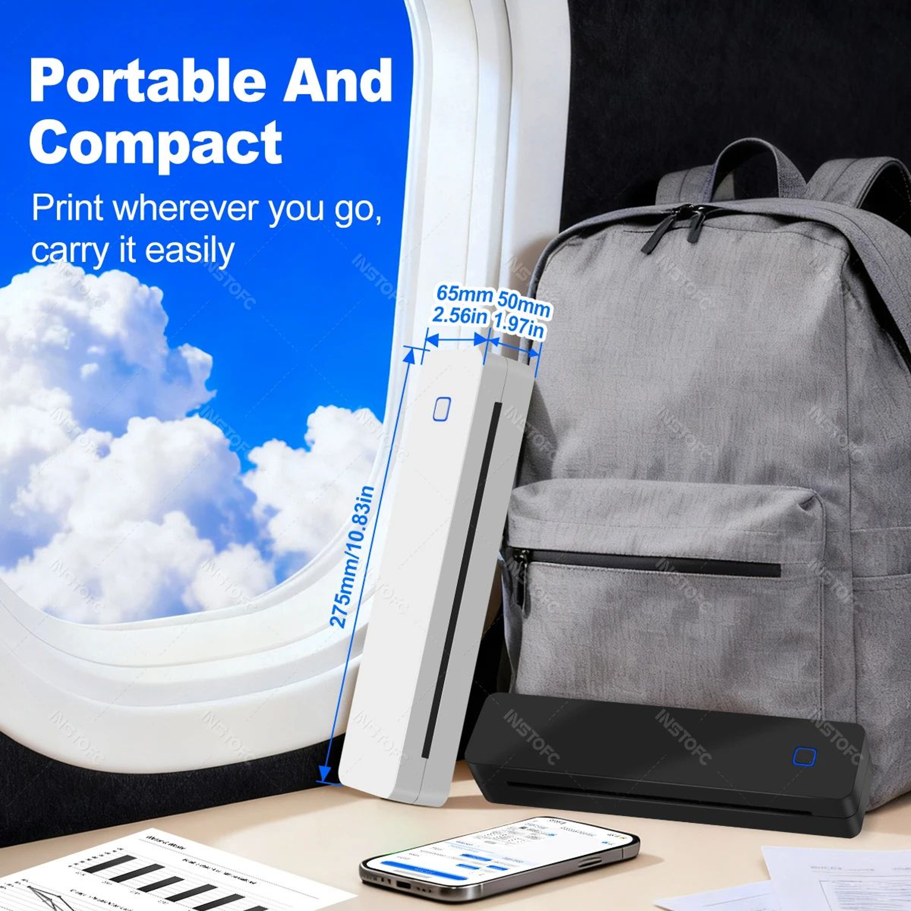 Portable Bluetooth A4 Inkless Thermal Printer For Travel Home And Office 12