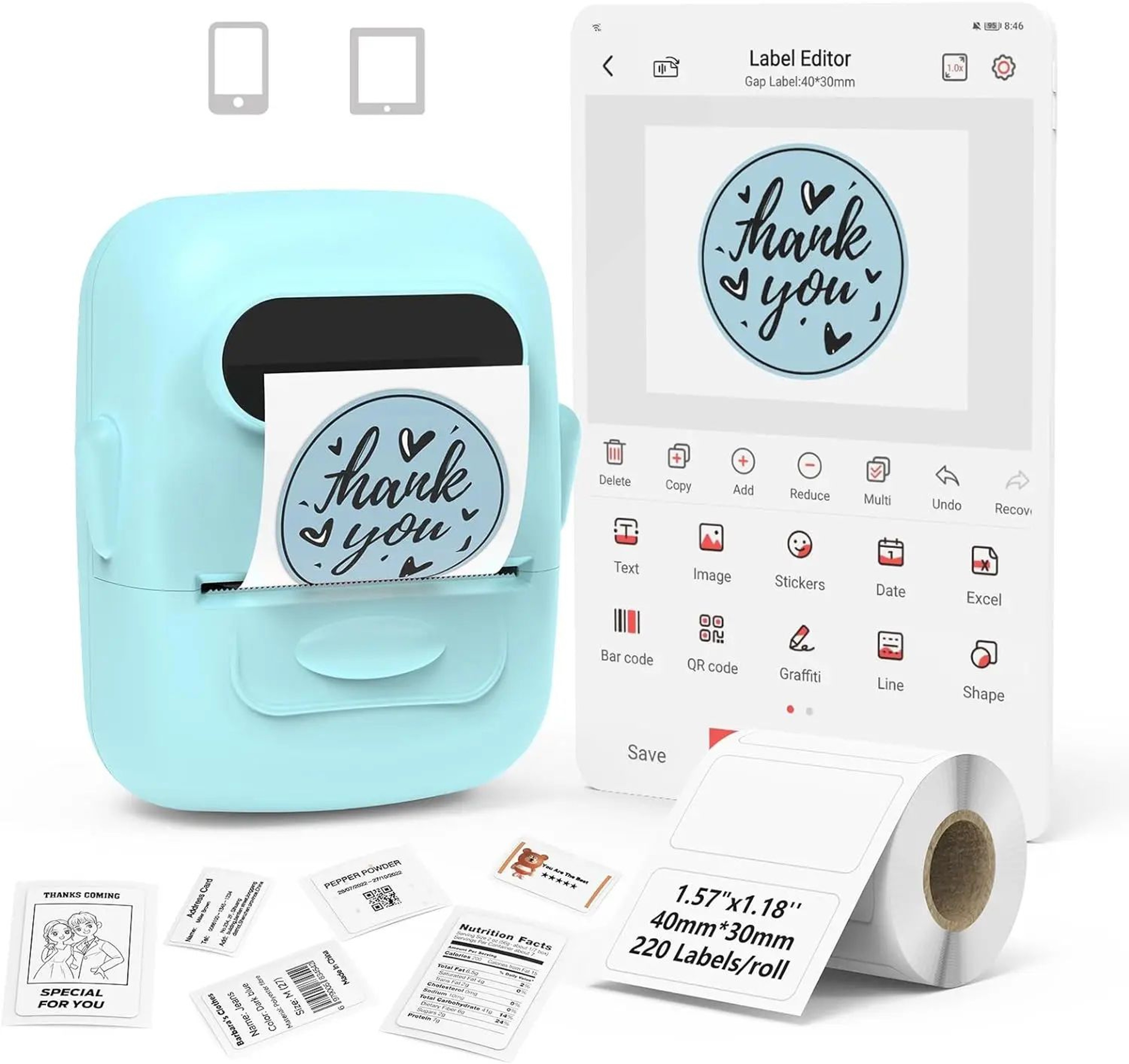 Marklife P50 Portable Bluetooth Thermal Label Printer For Home And Office 0