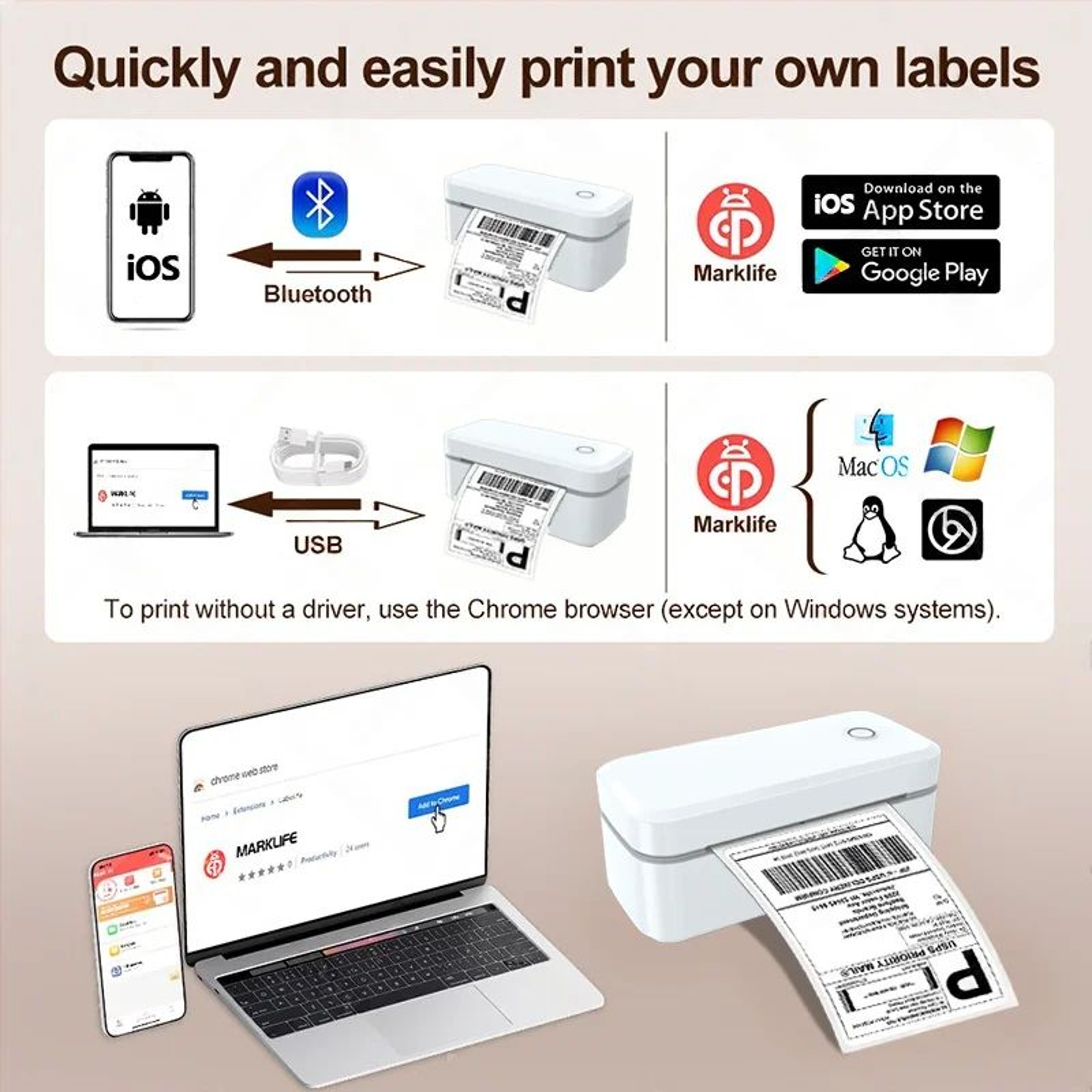 Marklife X4 Bluetooth Thermal Shipping Label Printer For 4x6 Labels 13