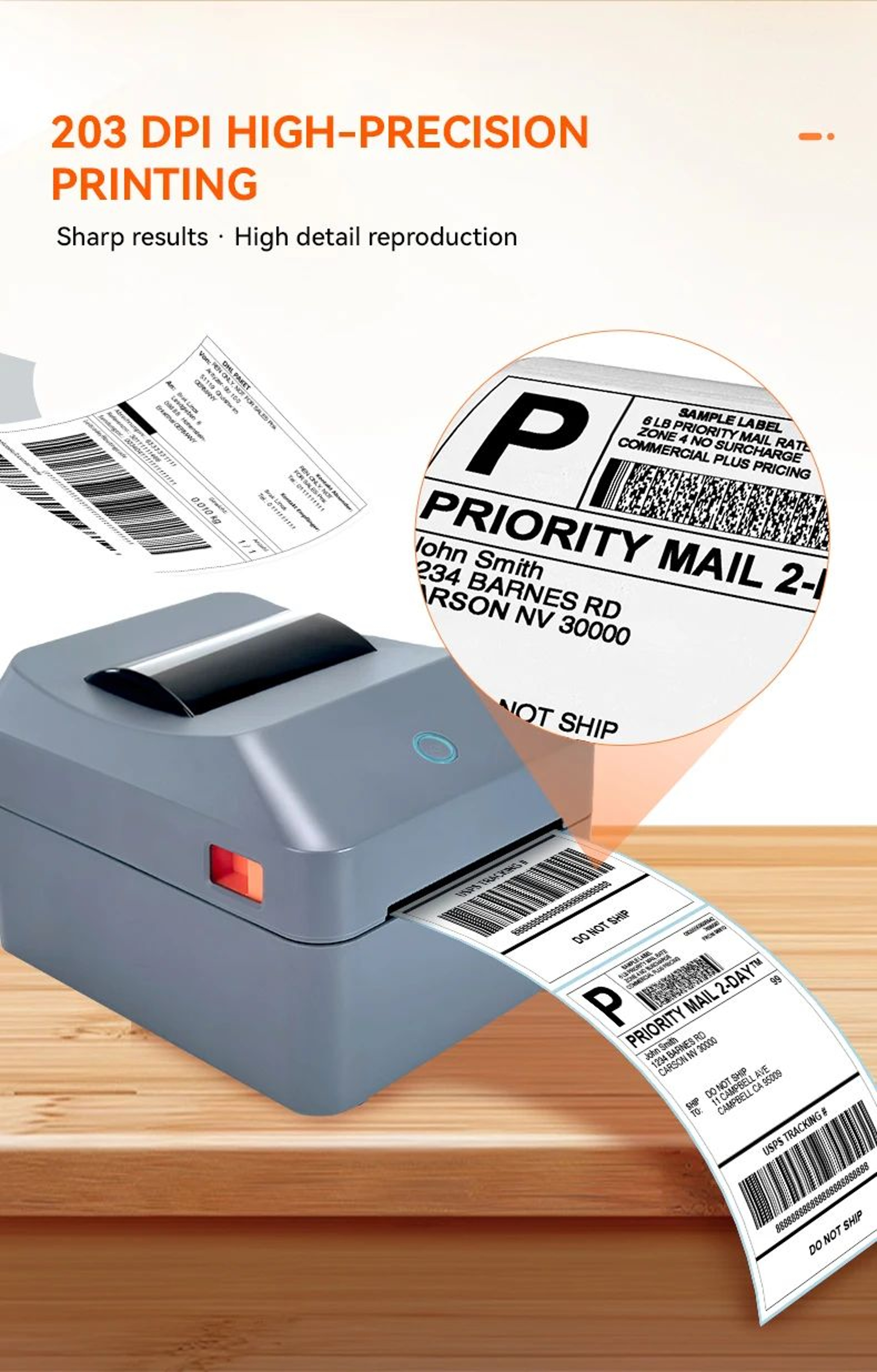 4x6 Thermal Shipping Label Printer With Built In Paper Roll Compartment 8