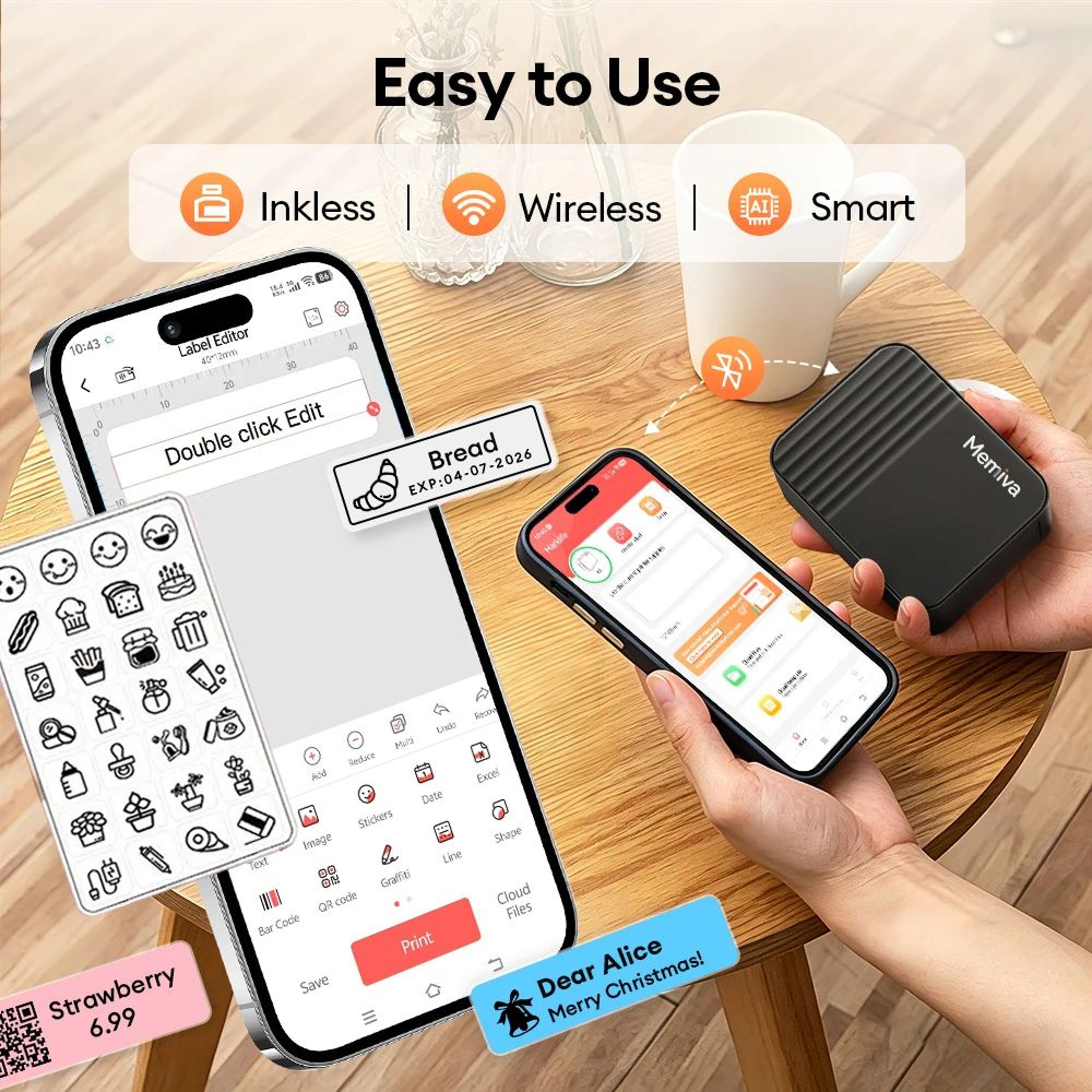 Memiva A1 Mini Portable Inkless Thermal Label And Sticker Printer 3