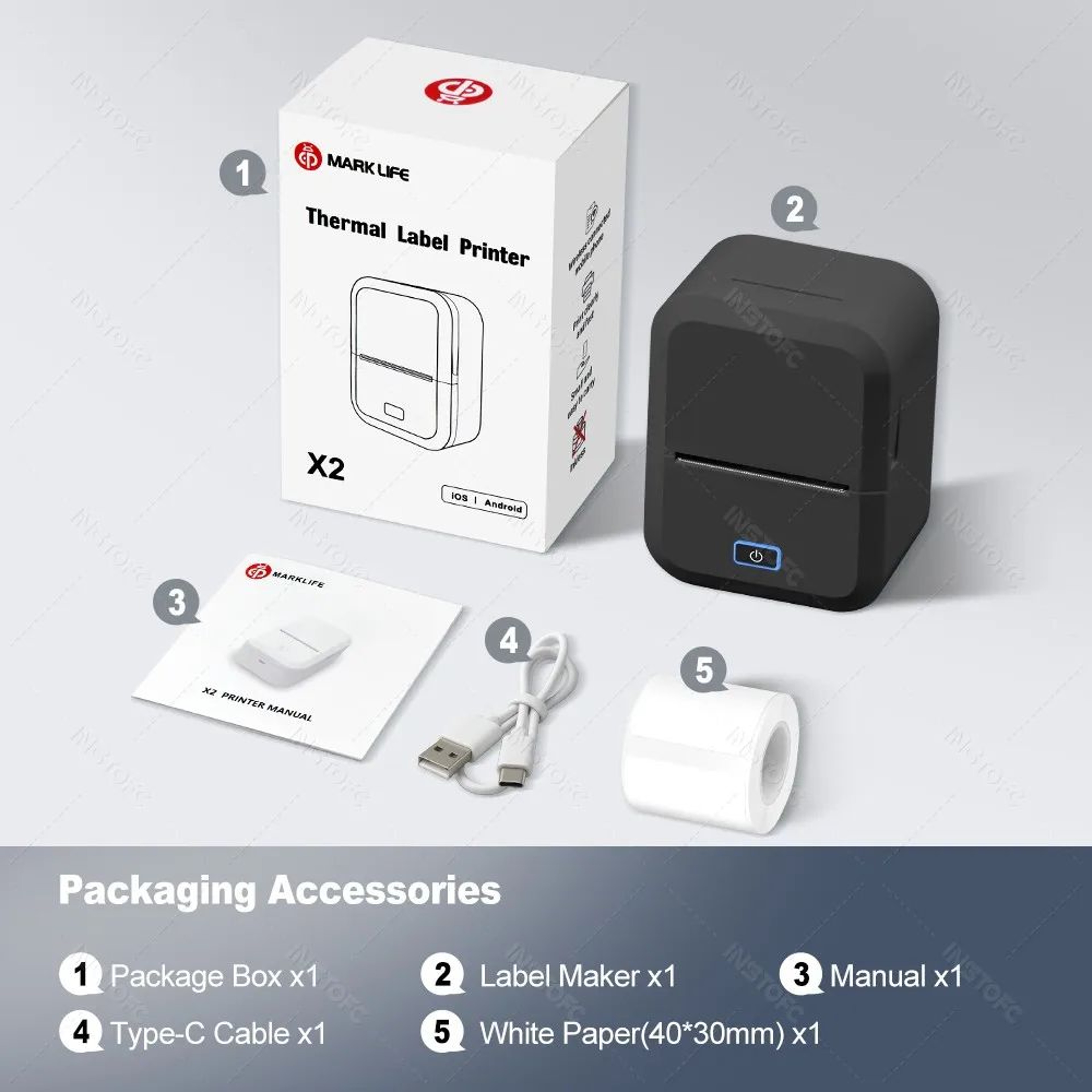 Marklife X2 Mini Portable Inkless Thermal Sticker Label Printer 5