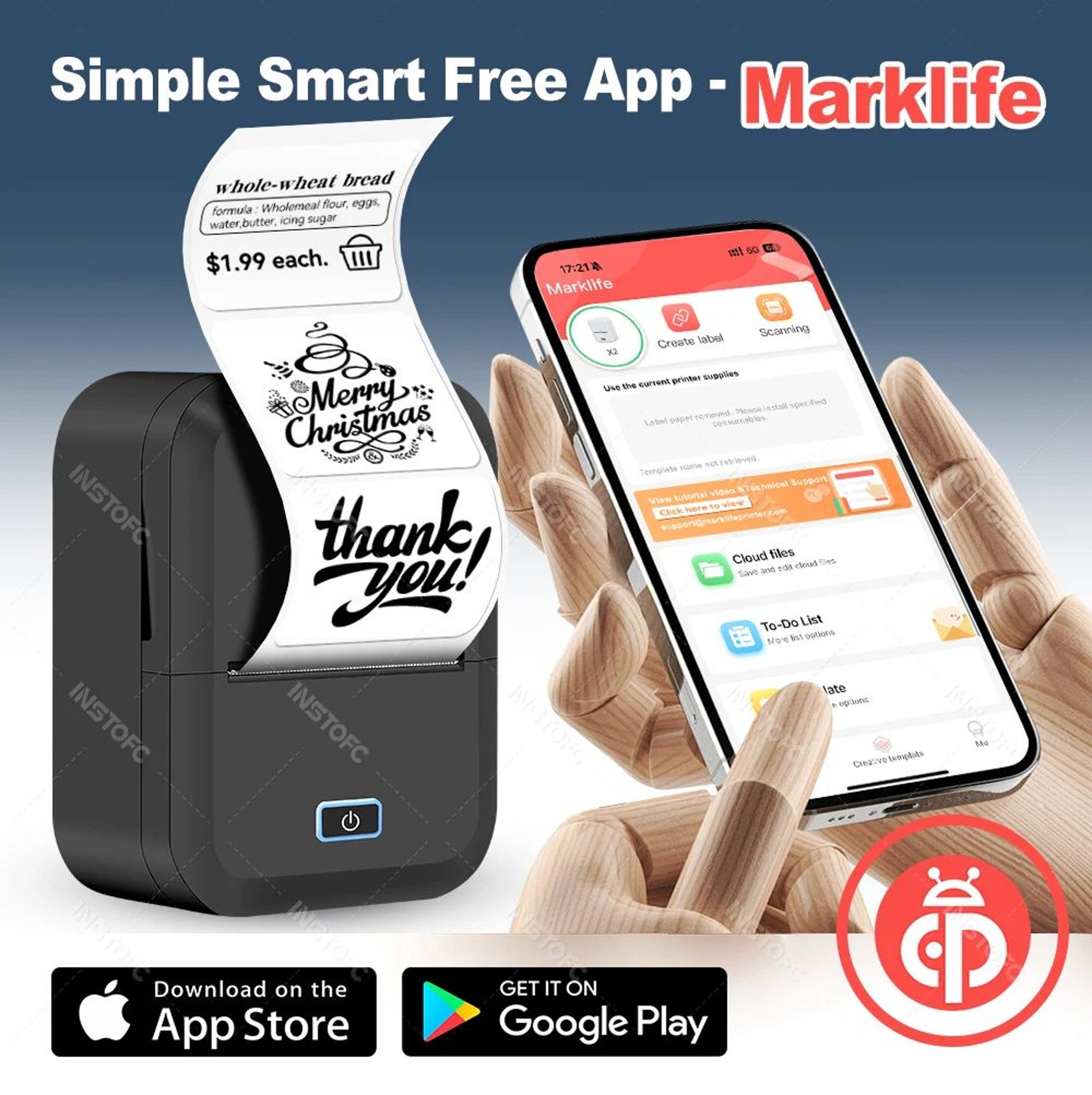 Marklife X2 Mini Portable Inkless Thermal Sticker Label Printer 7