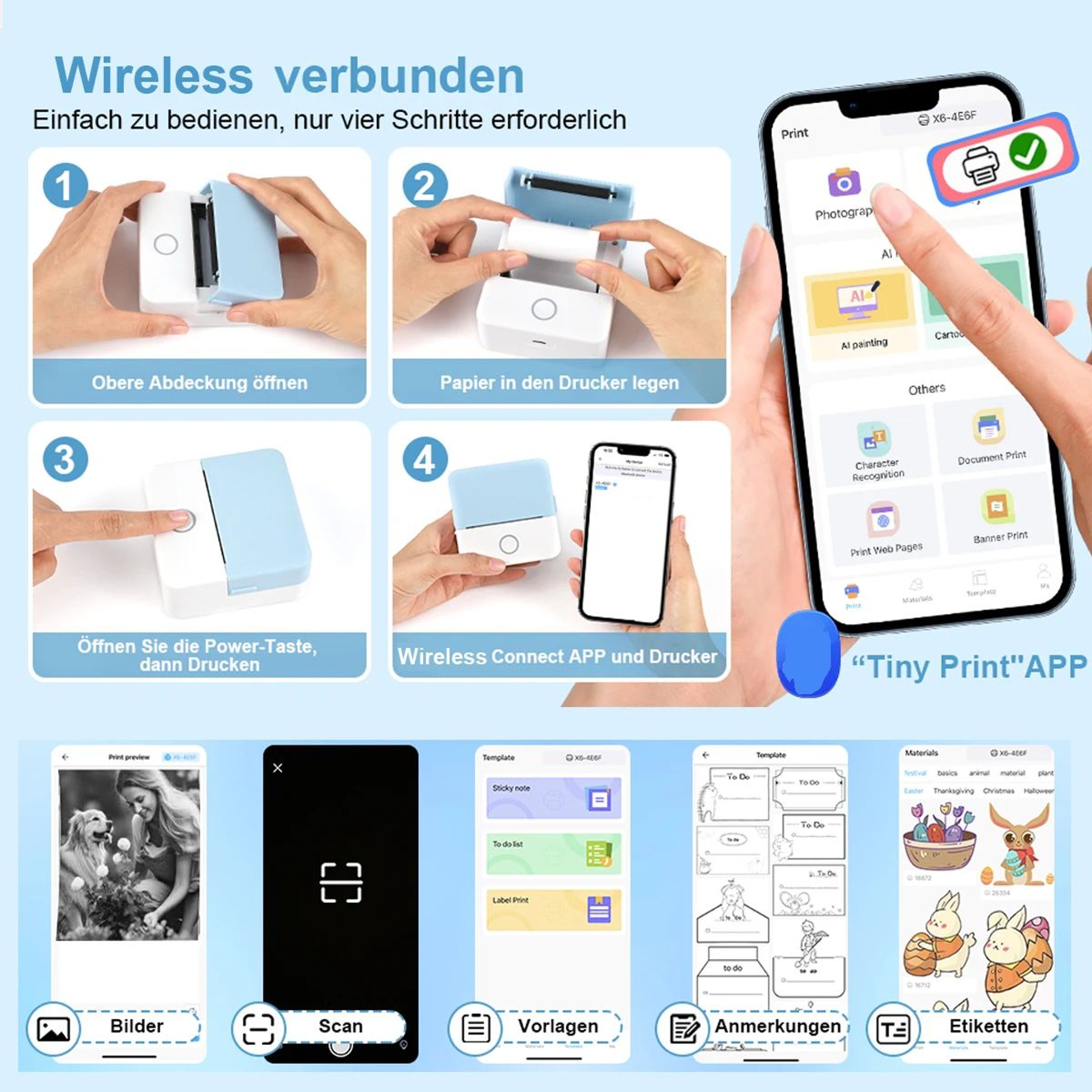 Mini Bluetooth Inkless Pocket Printer For Stickers And Journal Notes 5