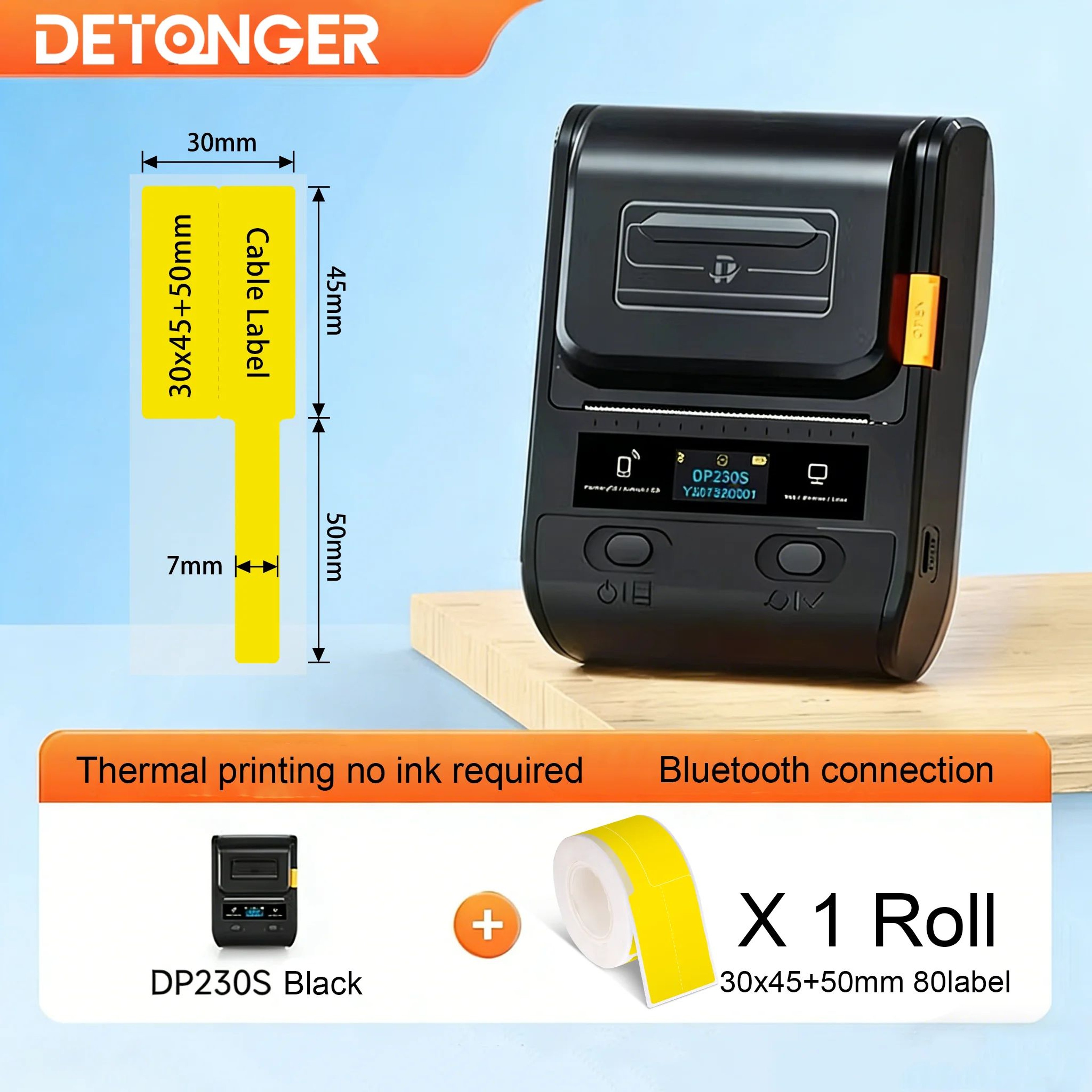 DETONGER DP230S Portable Bluetooth Thermal Cable Label Printer 13