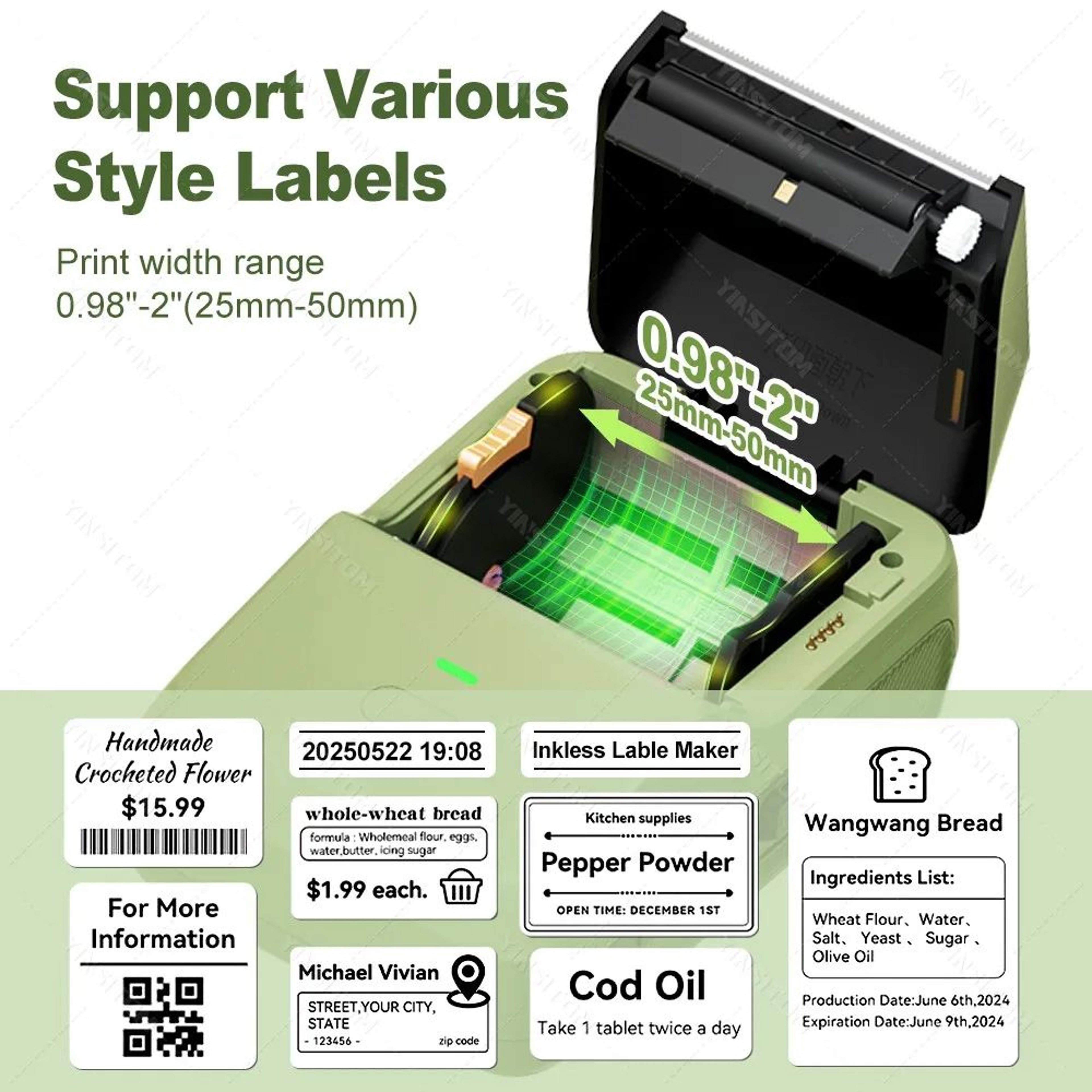 YINSITOM Mini Bluetooth Thermal Label Printer For Barcodes And Price Tags 1