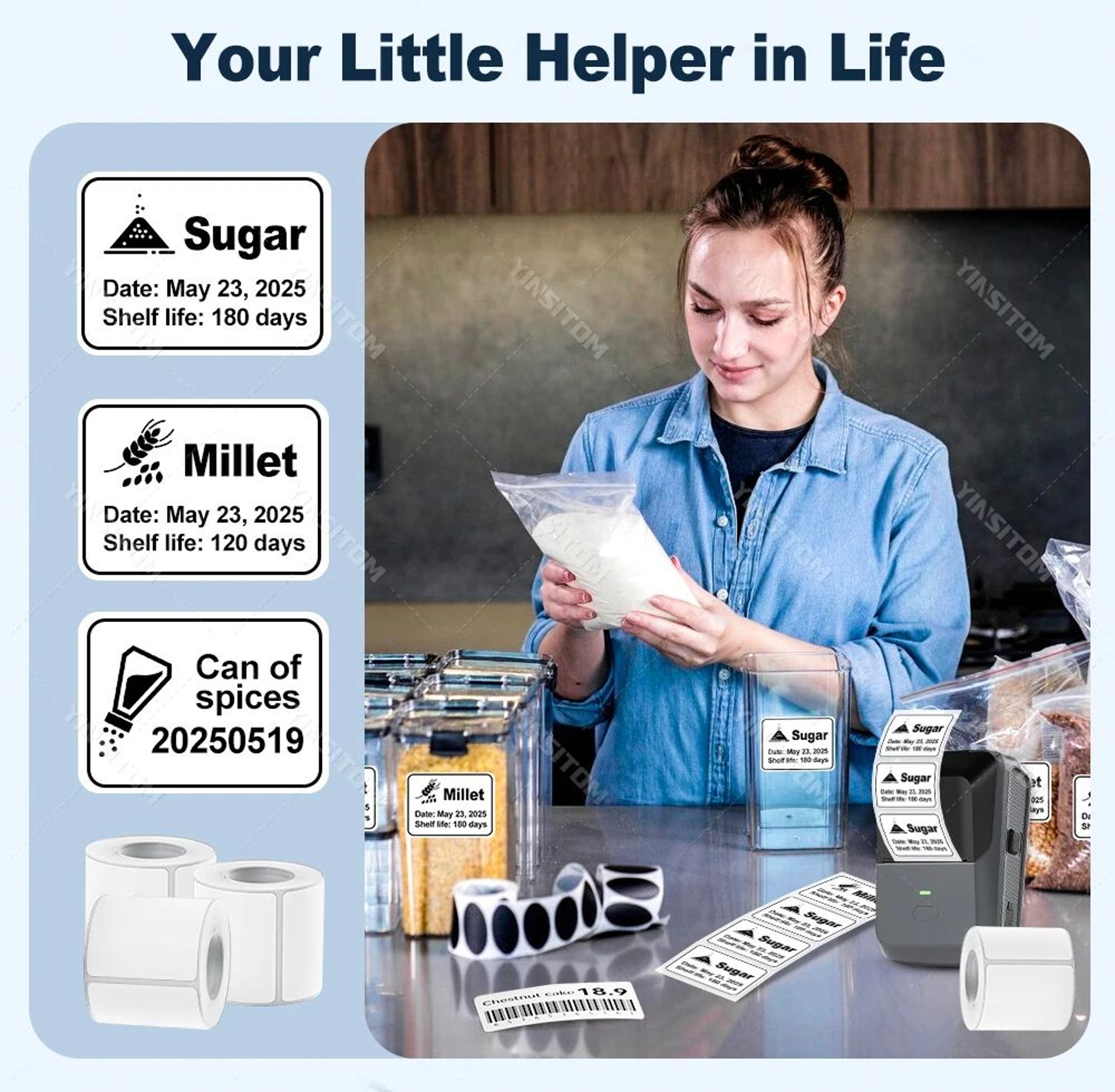 YINSITOM Mini Bluetooth Thermal Label Printer For Barcodes And Price Tags 14