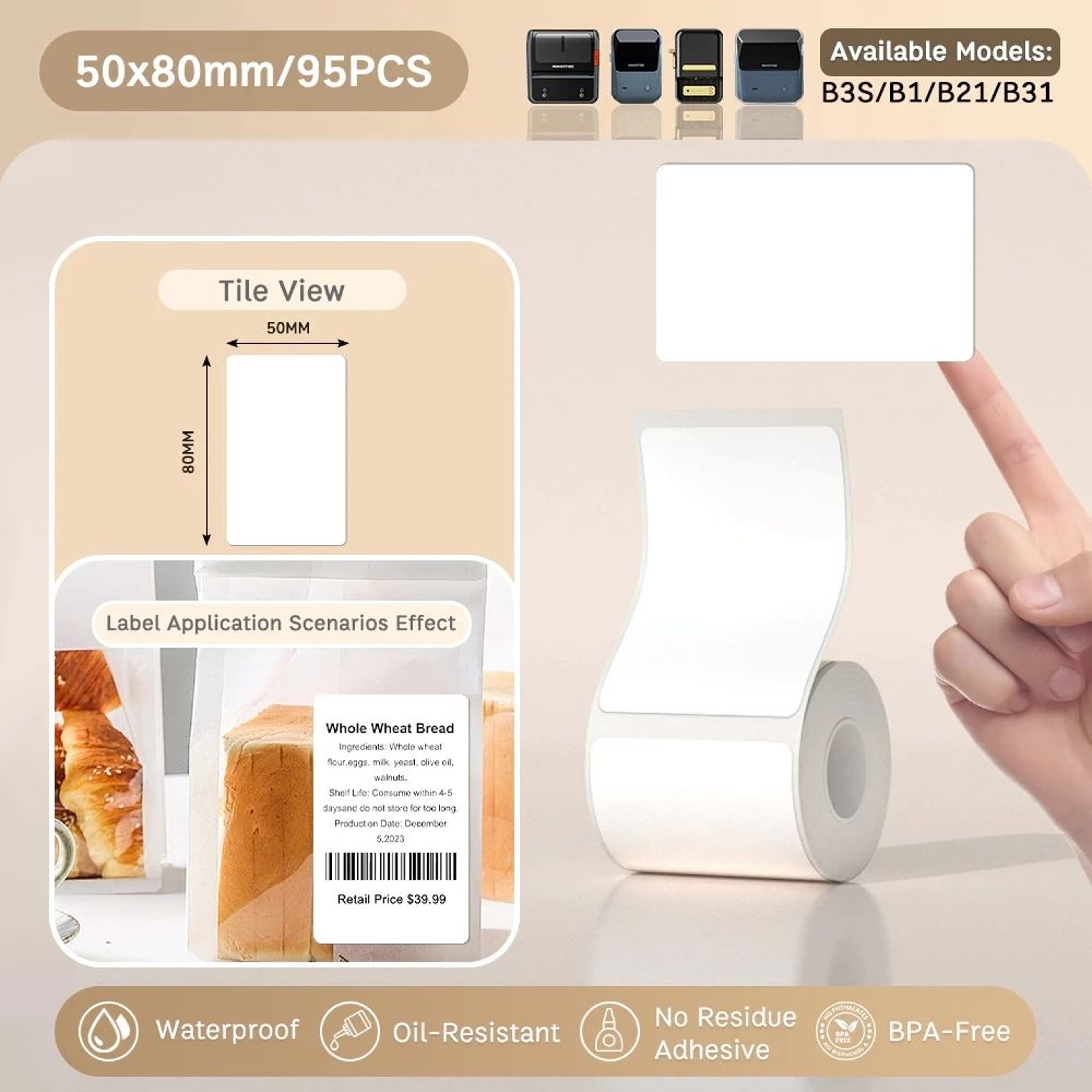 NIIMBOT White Thermal Sticker Labels For B21 B1 And B3S Printers 8
