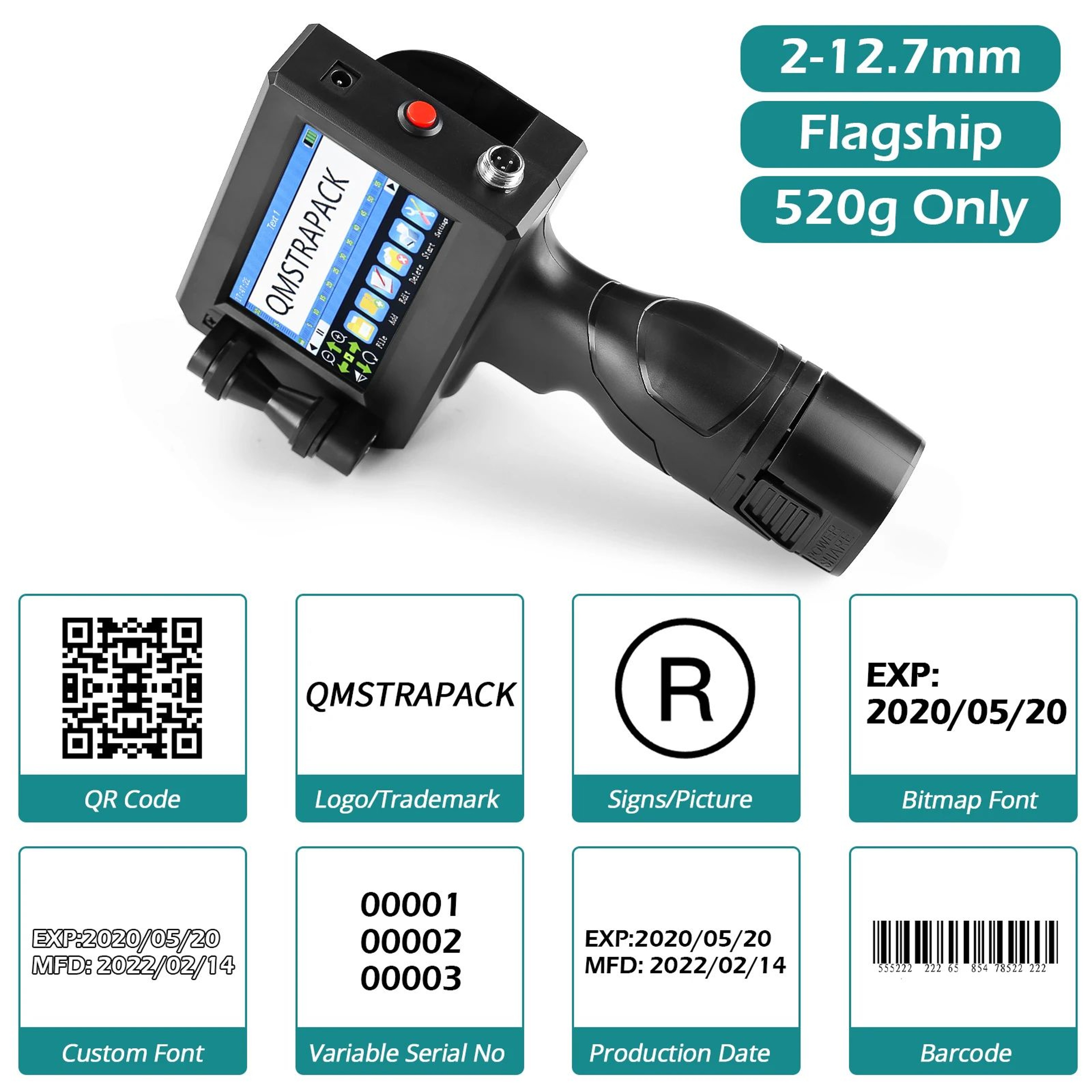Handheld Inkjet Coding Printer With Fast Drying Ink For Dates And Barcodes 3