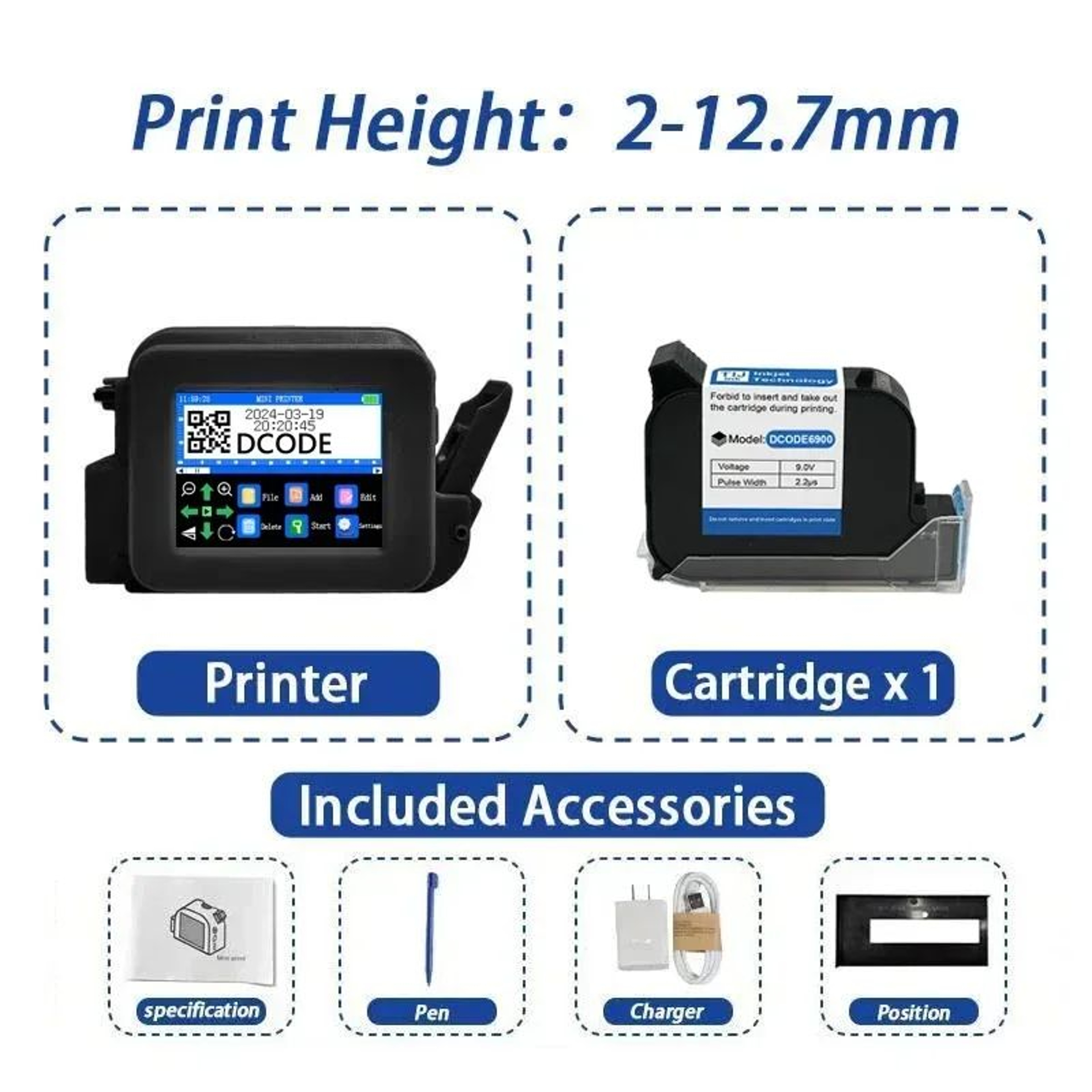 DCODE XMINI Portable Handheld Inkjet Printer For Text Logos And QR Codes 14