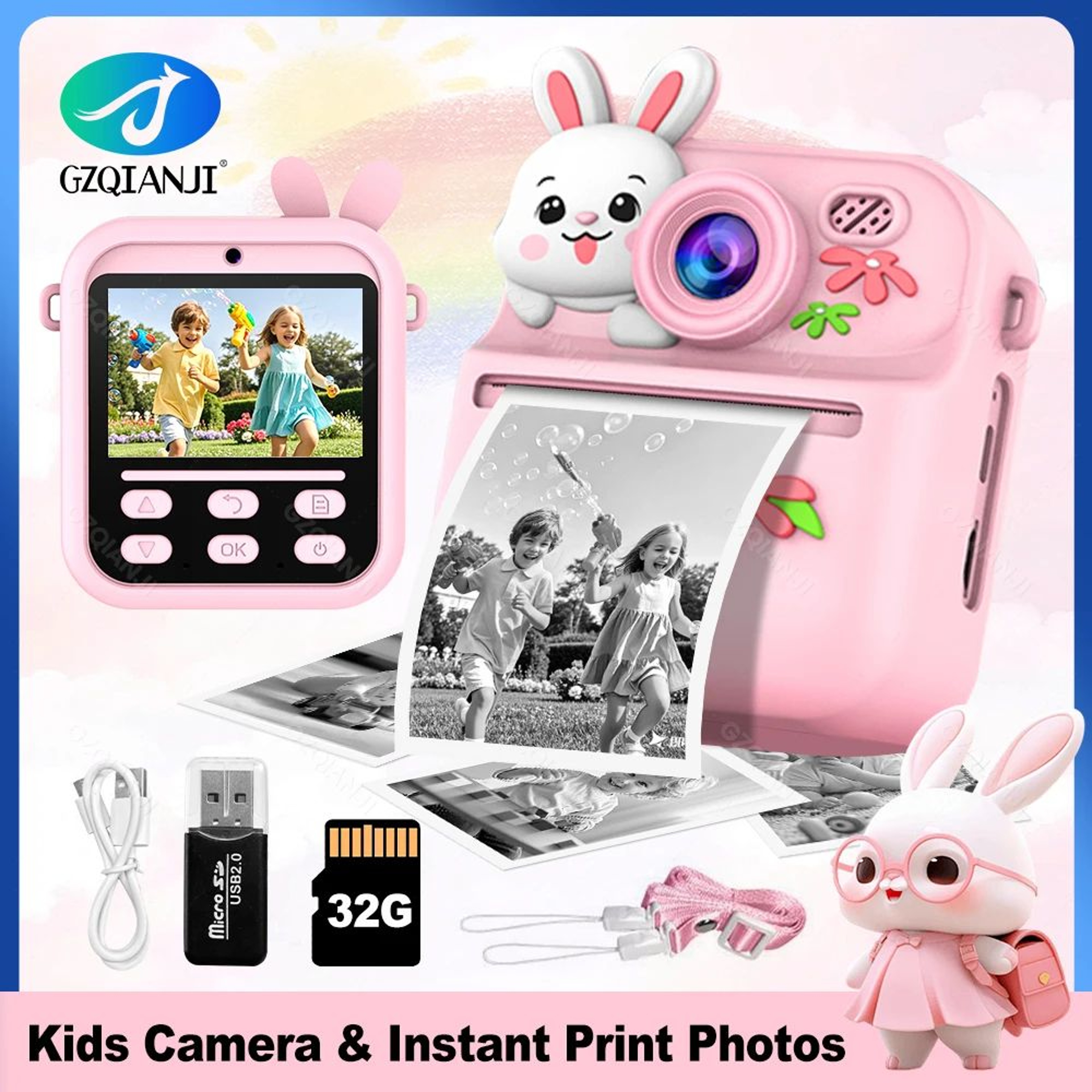 Kids Instant Print Digital Camera With 1080P Video And Thermal Photo Printer 0