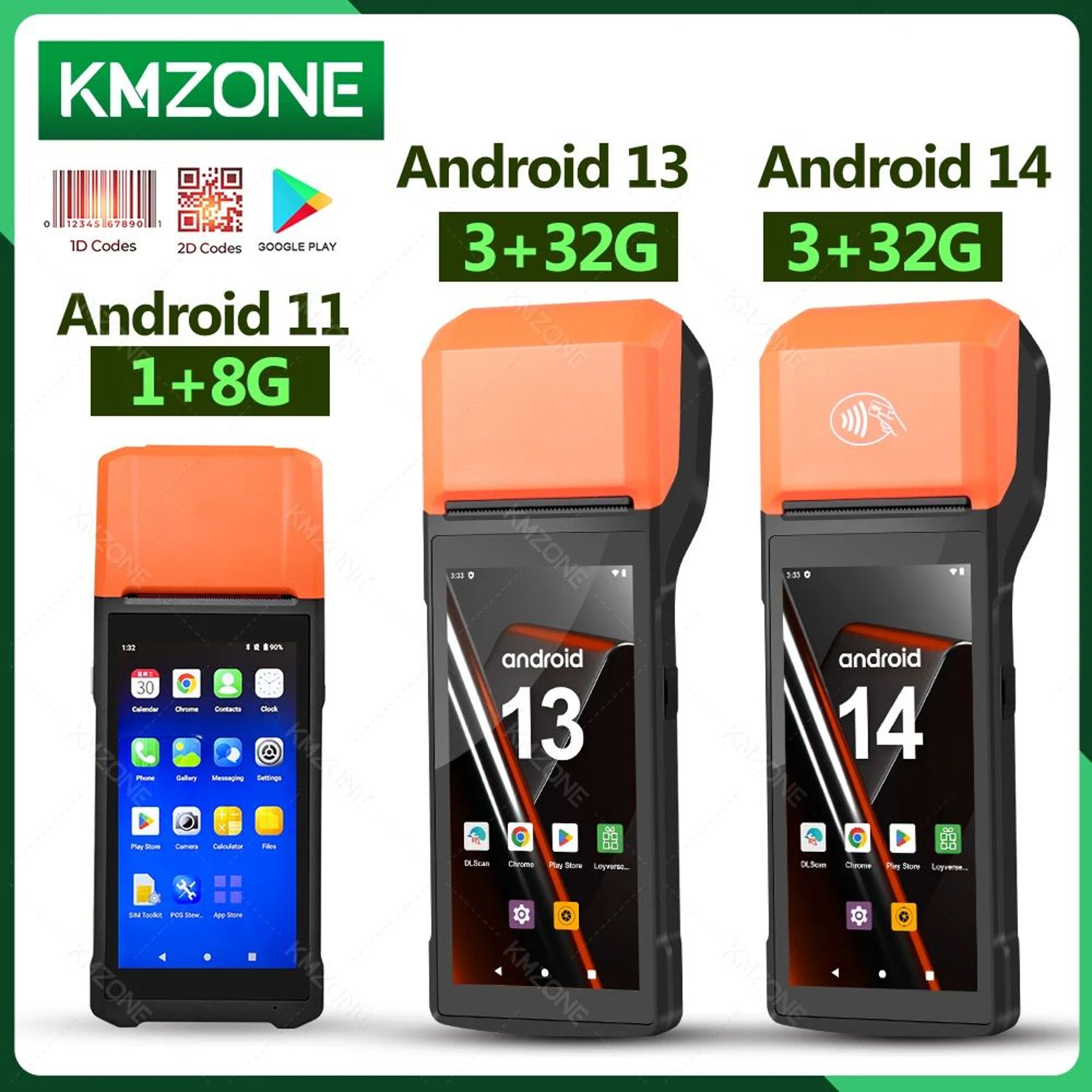 Portable Android POS Terminal With 5 Inch Touchscreen And Receipt Printer 0