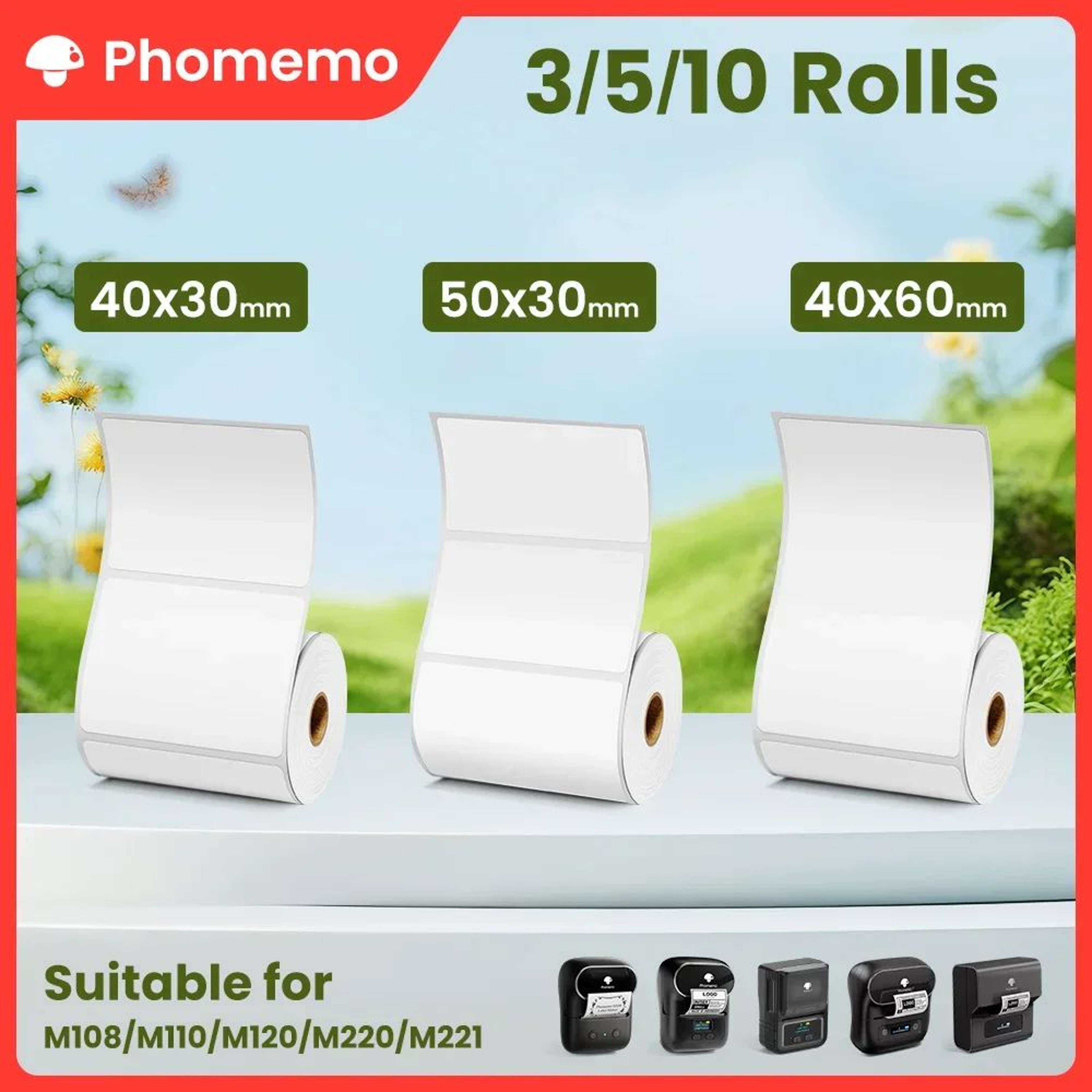 Phomemo White Thermal Sticker Labels 40x30mm For Home And School 0