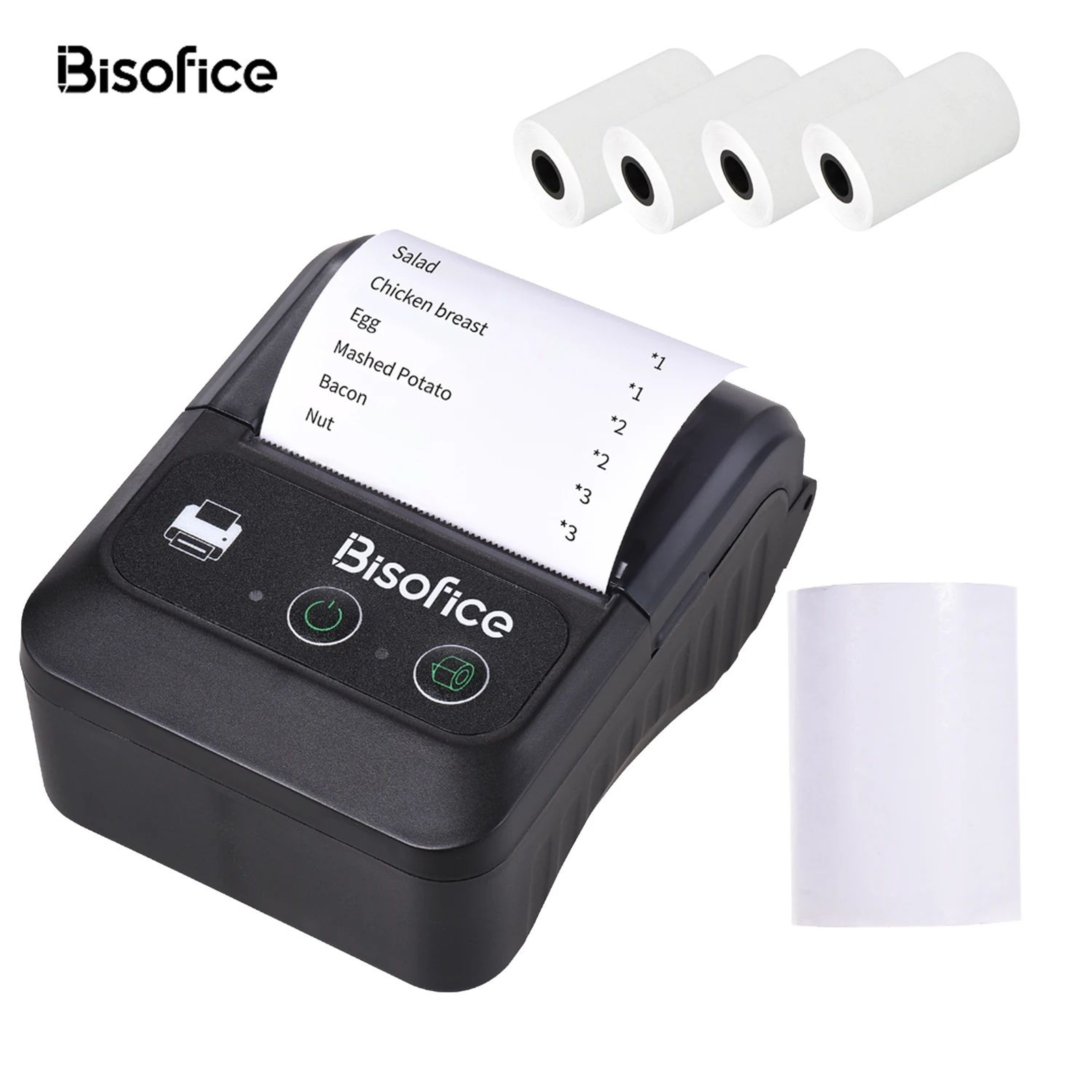 Bisofice Portable 58mm Bluetooth Thermal Label Printer With Paper 0