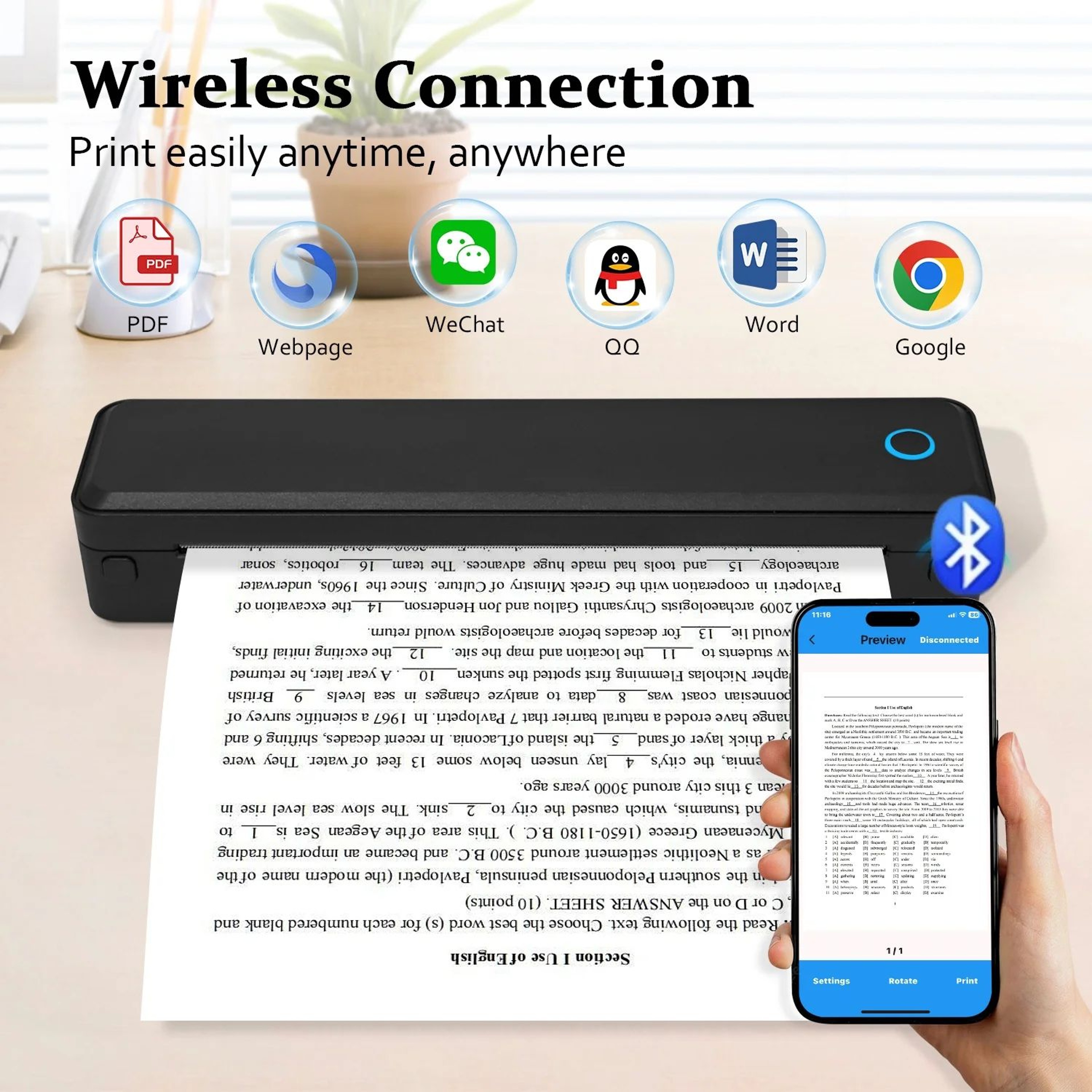 Portable A4 Bluetooth Thermal Printer 203DPI For Business And Travel 9