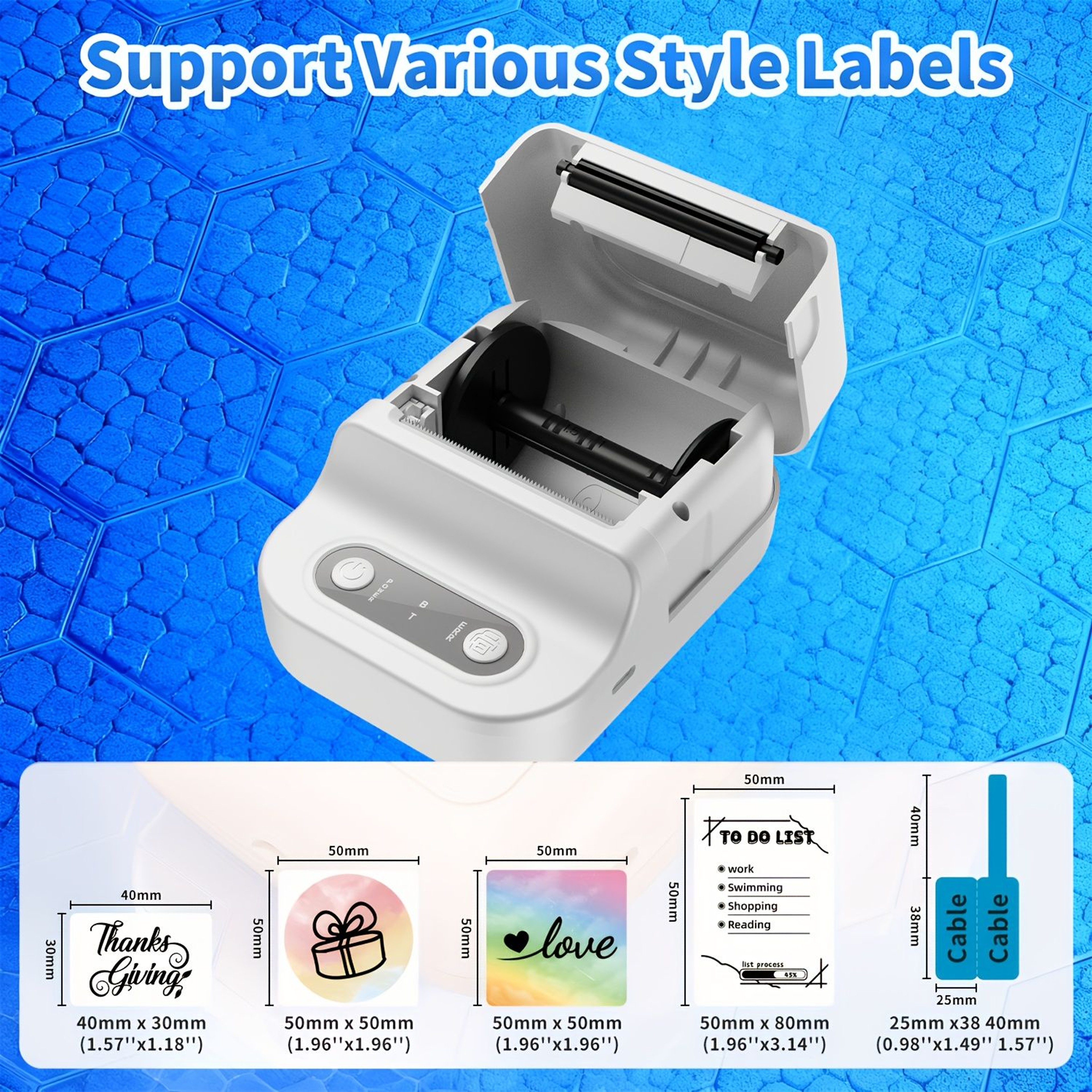 Portable Mini Inkless Label Printer For 12 To 58mm Adhesive Labels 9