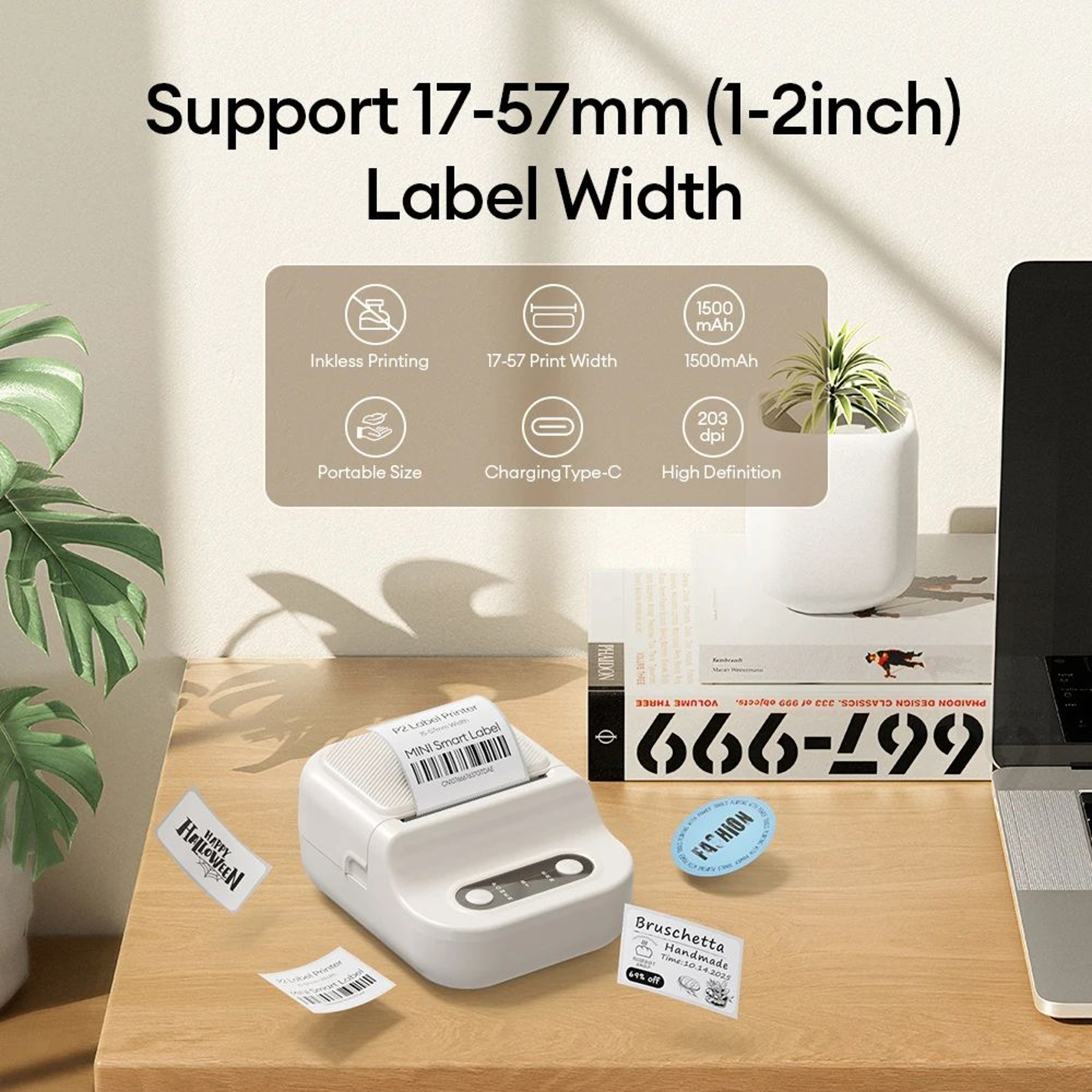 Portable Mini Inkless Label Printer For 12 To 58mm Adhesive Labels 6