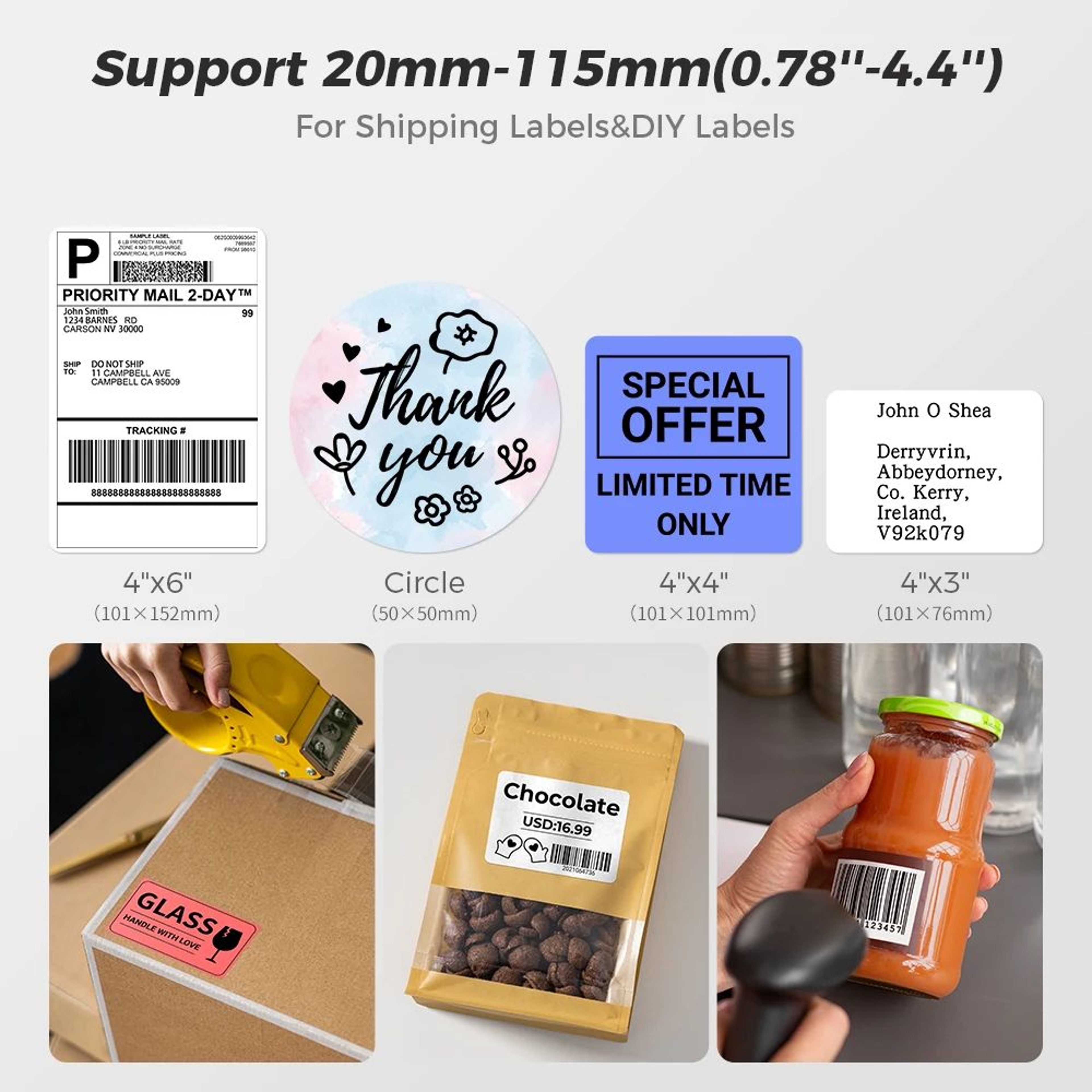 Phomemo D520BT Wireless Bluetooth 4x6 Thermal Shipping Label Printer 3