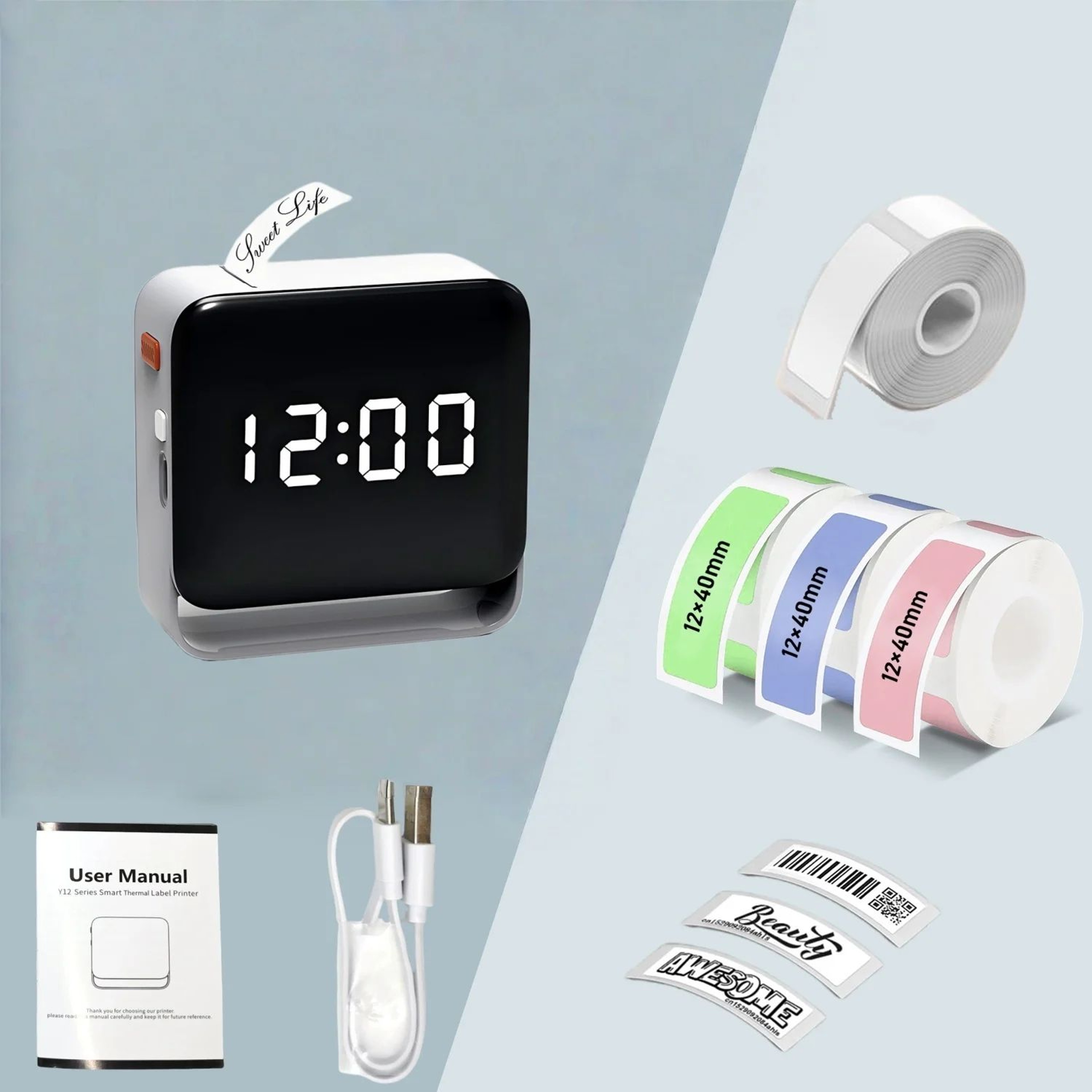 Portable Wireless Mini Label Maker With Paper Roll And Multiple Templates 11