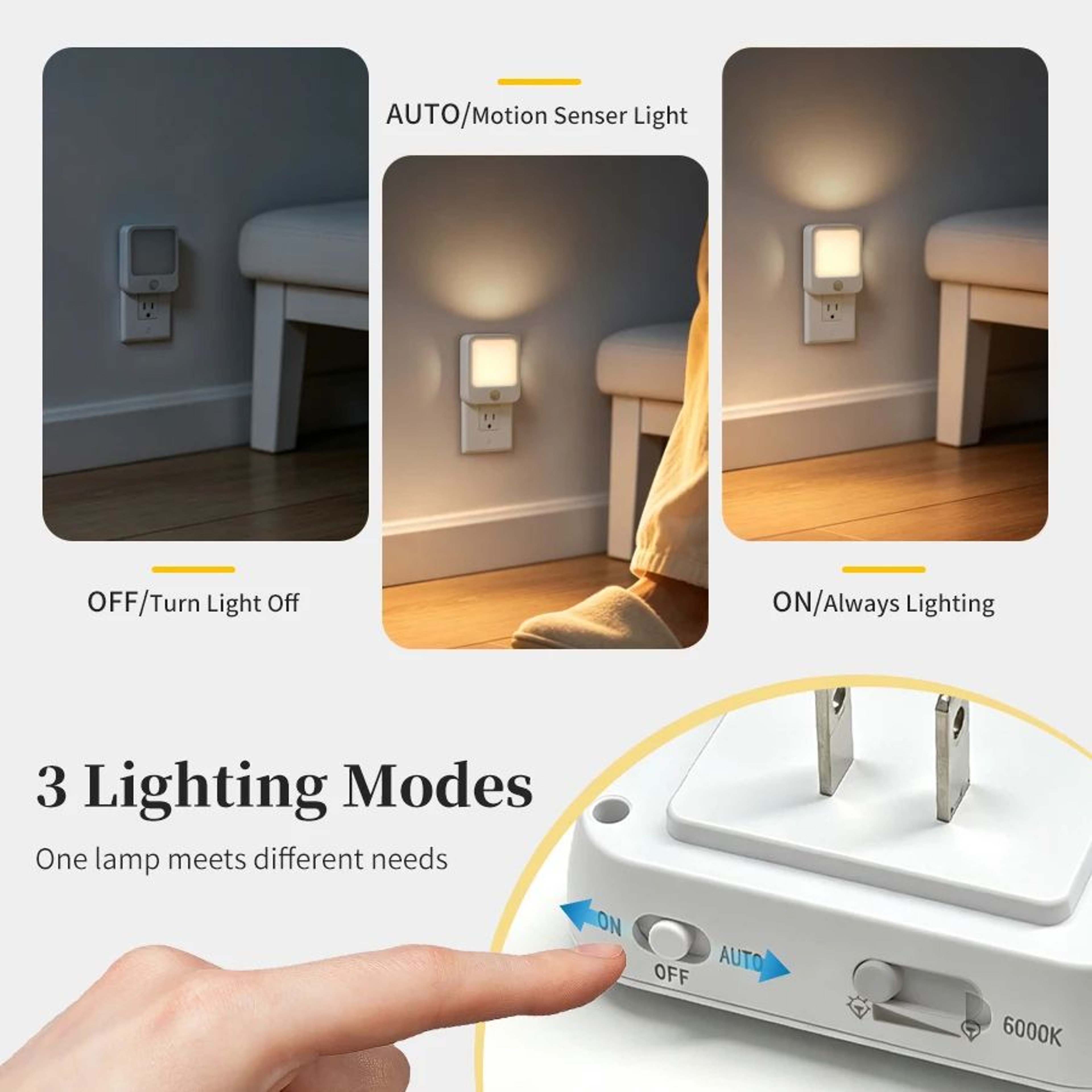 Motion Sensor LED Plug In Night Light For Hallways And Bedrooms 3
